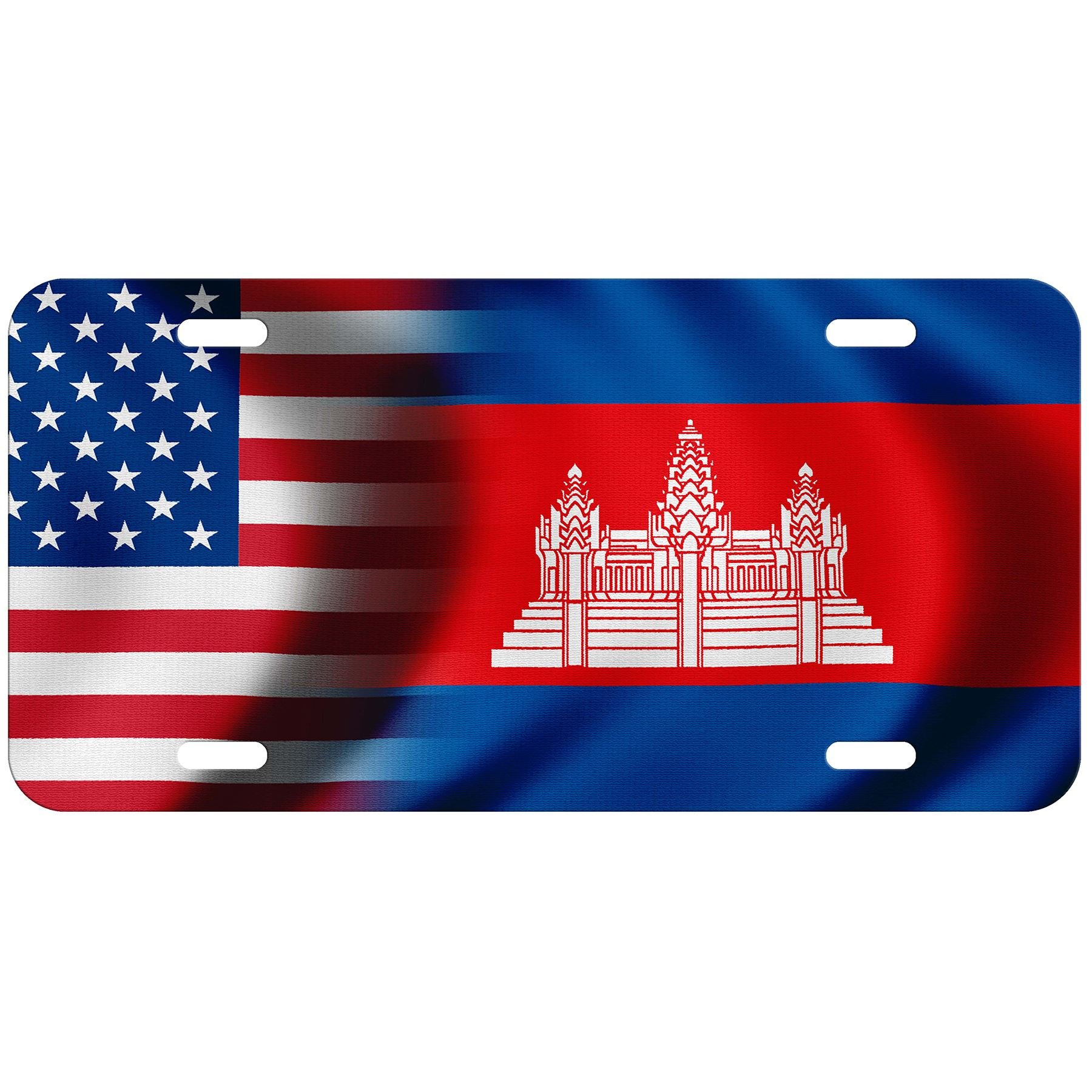 Cambodian Flag Aluminum License Plate - Custom Car Plate for USA Vehicles - Perfect for Car Enthusiasts, Patriotic Decor & International Pride
