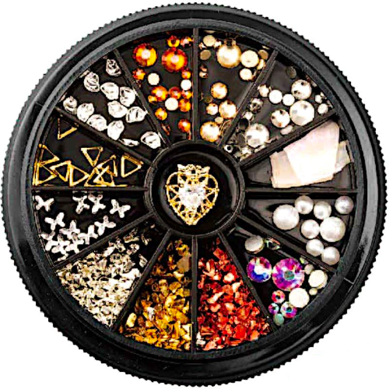 Mixed Nail Art Decoration Wheels - 12PCS Nail Design Accessories Kit for DIY Manicure, Salon & Home Use | Perfect for Nail Artists, Beginners & Professional Nail Technicians | Great for Parties, Weddings & Special Occasions
