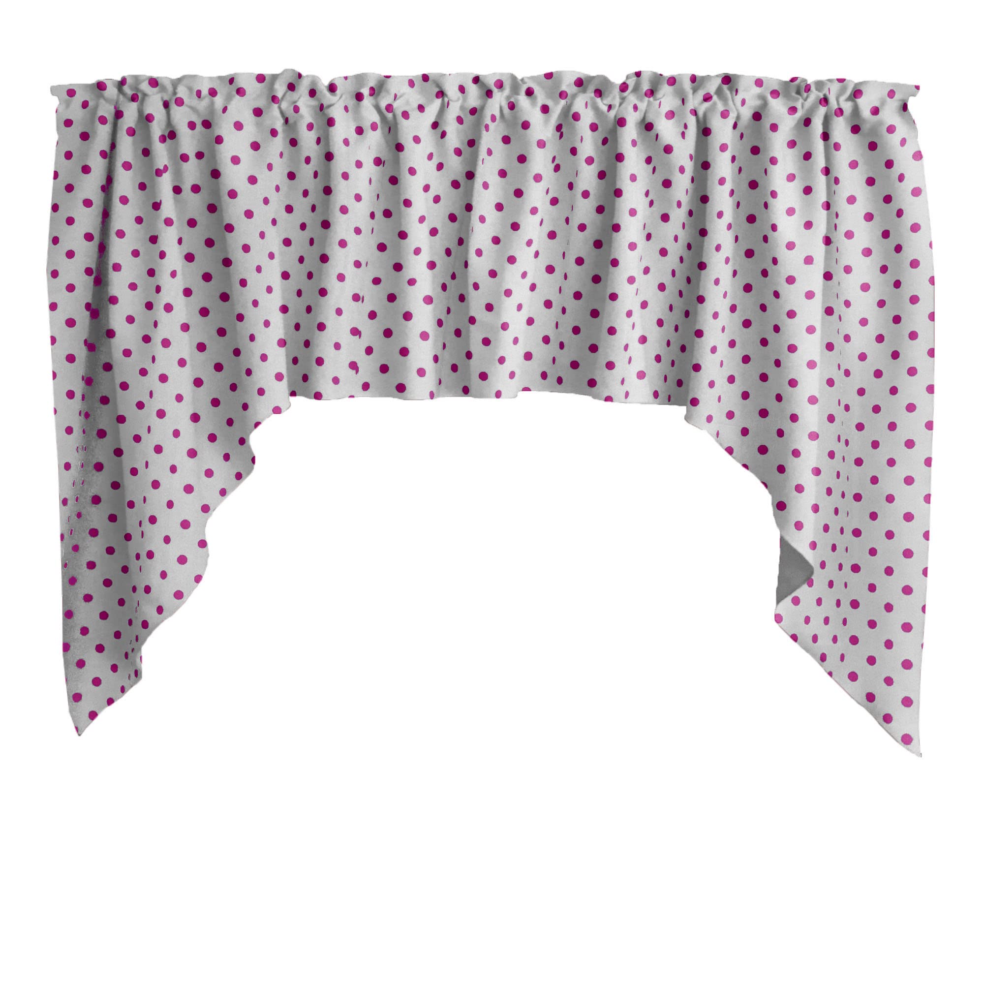Polka Dot Cotton Window Valance - Small Fuchsia on White Swag Curtain for Bedroom, Nursery, Kitchen & Home Decor - Perfect for Adding a Playful Touch to Any Room