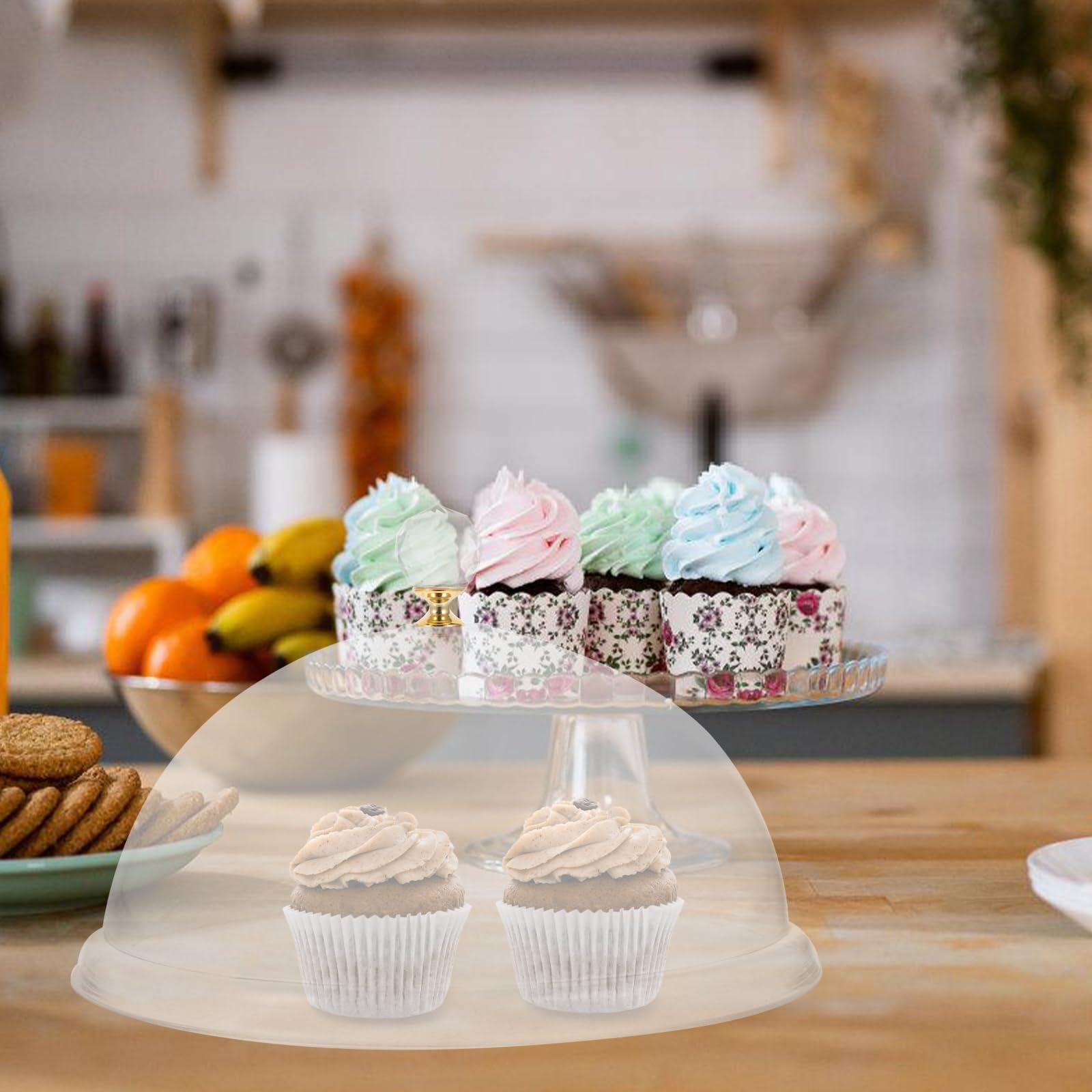 Acrylic Cake Dome Cover - Clear Round Plastic Food Cloche for Cake Stand, Cheese Display & Serving Platter | Perfect for Dessert Presentation, Bakery Showcase & Party Buffet