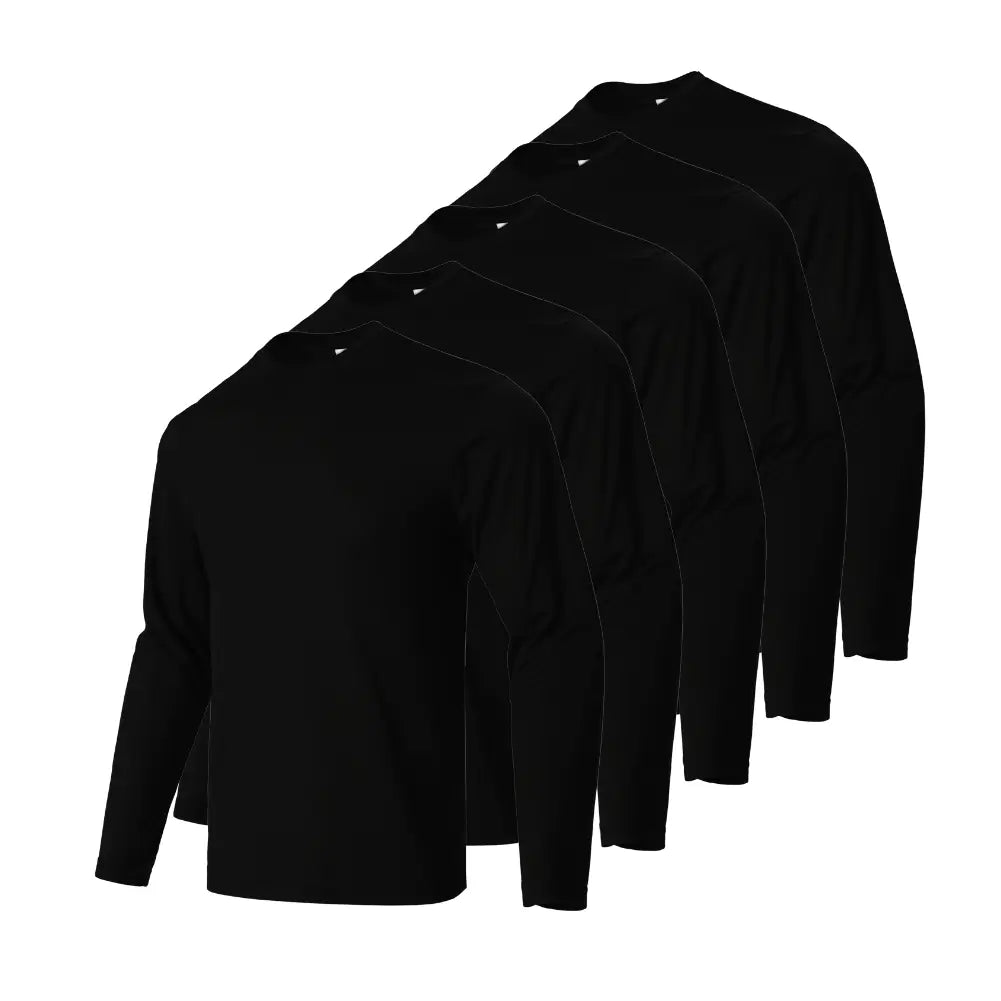 5 Pack Men's Long Sleeve T-Shirts - Soft Cotton Crew Neck Casual Shirts for Everyday Wear | Office, Gym, Travel & Outdoor Activities