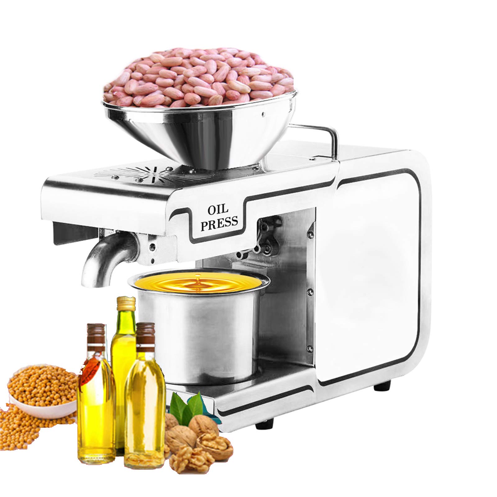 635W Automatic Oil Press Machine - Hot & Cold Press for Peanut, Hemp, Canola & Sesame Seeds | Organic Oil Expeller for Home & Commercial Use | Perfect for Healthy Cooking, DIY Beauty & Natural Remedies