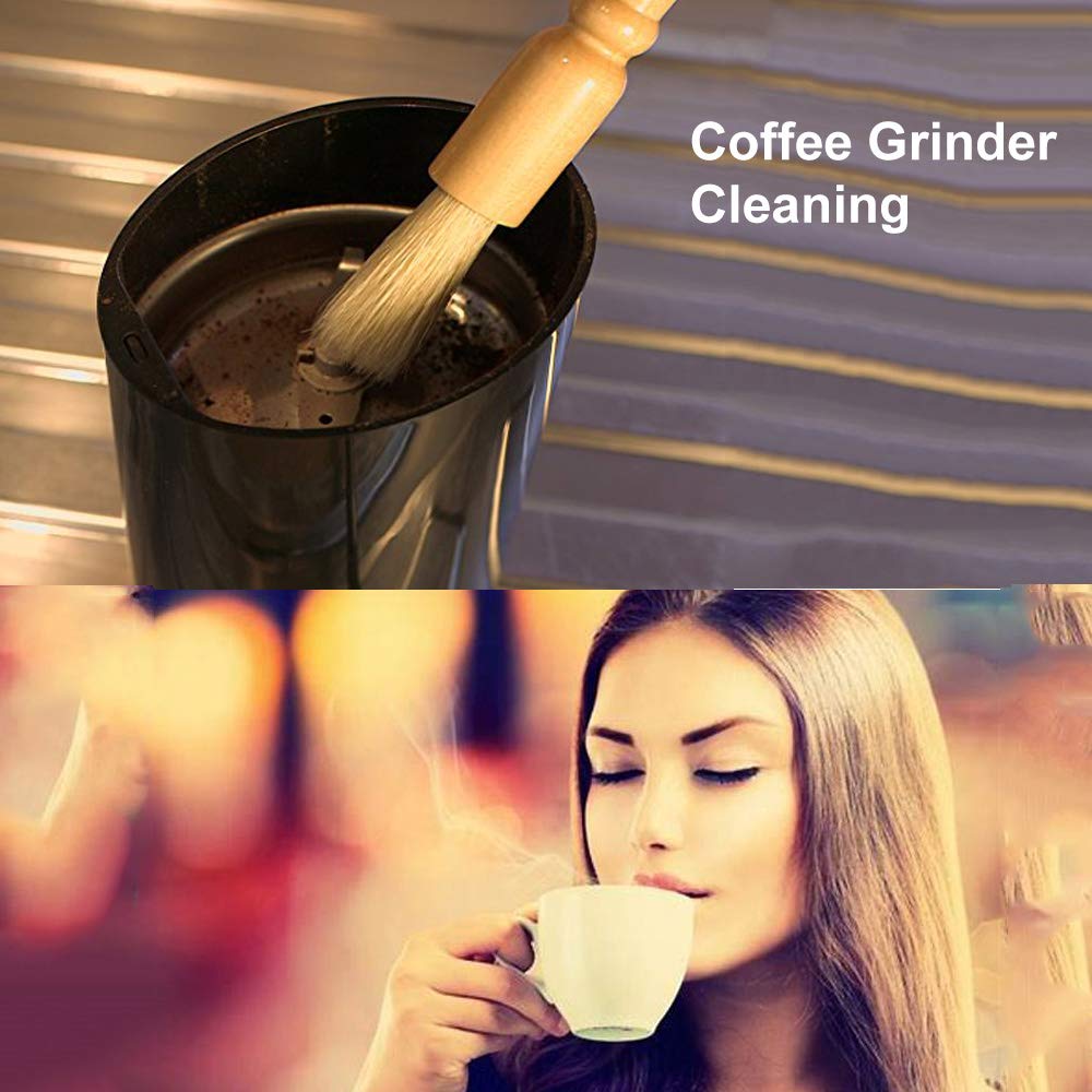 Premium Coffee Grinder Cleaning Brush with Wood Handle & Natural Bristles - Pastry Brush for Barista, Espresso Machine & French Press - Ideal for Coffee Enthusiasts & Home Bakers