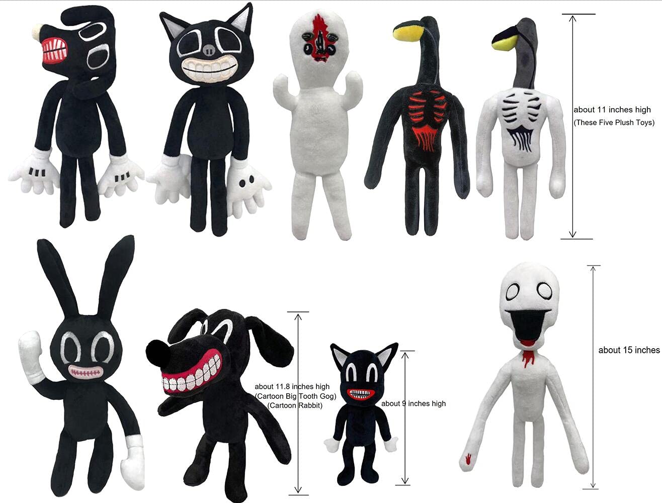 10 PCS Siren Head Plush Toys - Soft Stuffed Animal Collection with Cartoon Dog & Cat - Perfect for Home Decor, Birthday Gifts & Party Favors (Brown) - Great for Kids' Rooms, Themed Parties & Collectors
