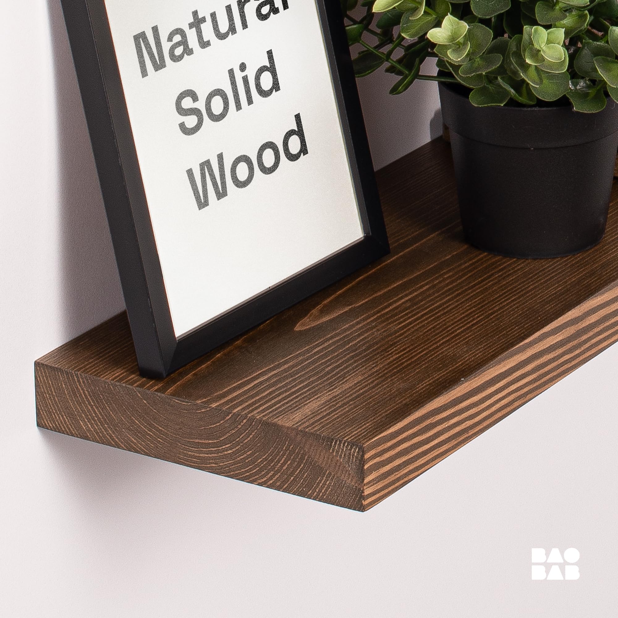 BAOBAB WORKSHOP 16 Inch Floating Shelves Set of 2 - Solid Walnut Wood Wall Shelves for Bathroom, Bedroom, Kitchen & Living Room - Rustic Home Decor (16 x 6.7 Inches) - Perfect for Displaying Plants, Books & Decorative Items