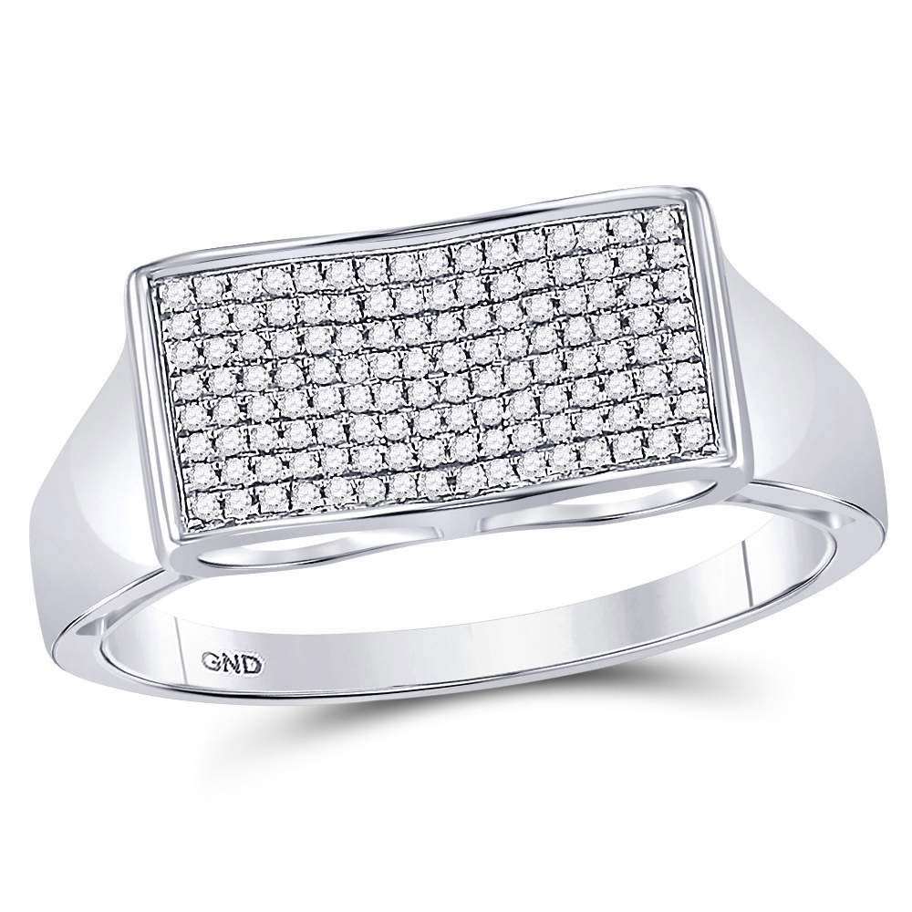 Sterling Silver Men's Round Diamond Cluster Fashion Band Ring - 1/4 CTTW - Perfect for Weddings, Engagements & Special Occasions
