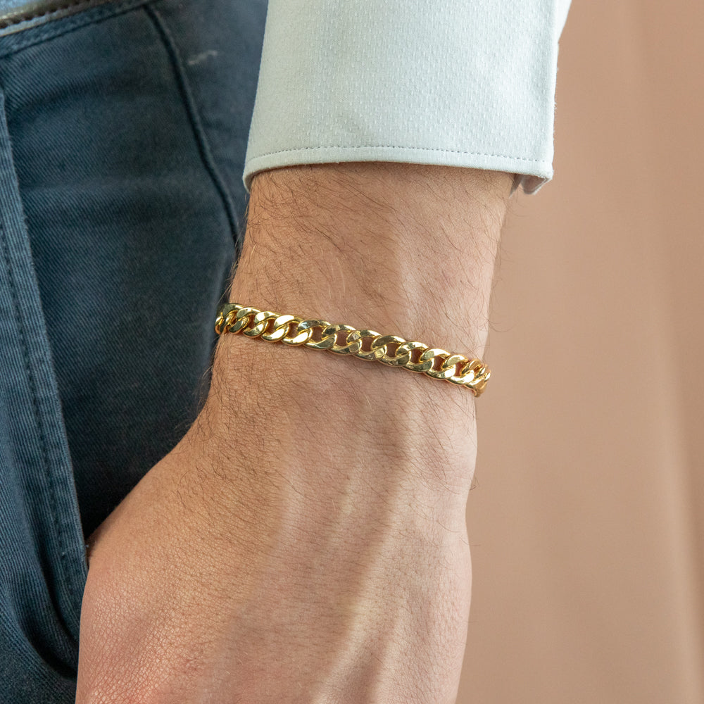 9ct Yellow Gold Copper Filled Curb Chain Bracelet 22cm (8.66 Inches) - 190 Gauge - Durable & Stylish Jewelry for Women, Men - Perfect for Everyday Wear, Gifts & Special Occasions