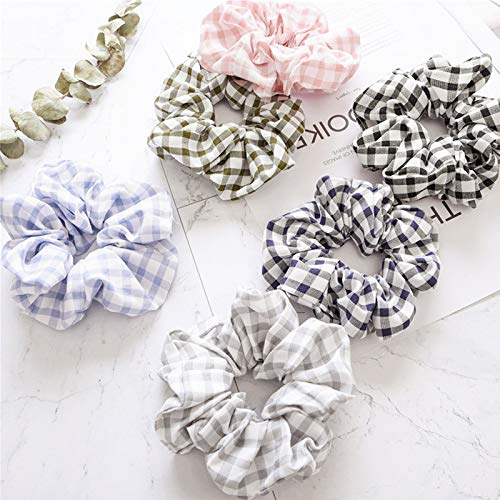 Women's Elegant Plaid Elastic Hair Band - Simple Crude Scrunchies, Headwrap, Hair Rope, Rubber Band Accessories for Casual, Office, and Party Styles