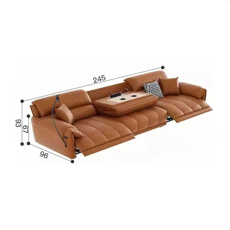 Italian Genuine Leather Recliner Loveseat Sofa - Premium Leather Reclining Couch with Adjustable Backrest for Living Room, Home Theater & Lounge Spaces
