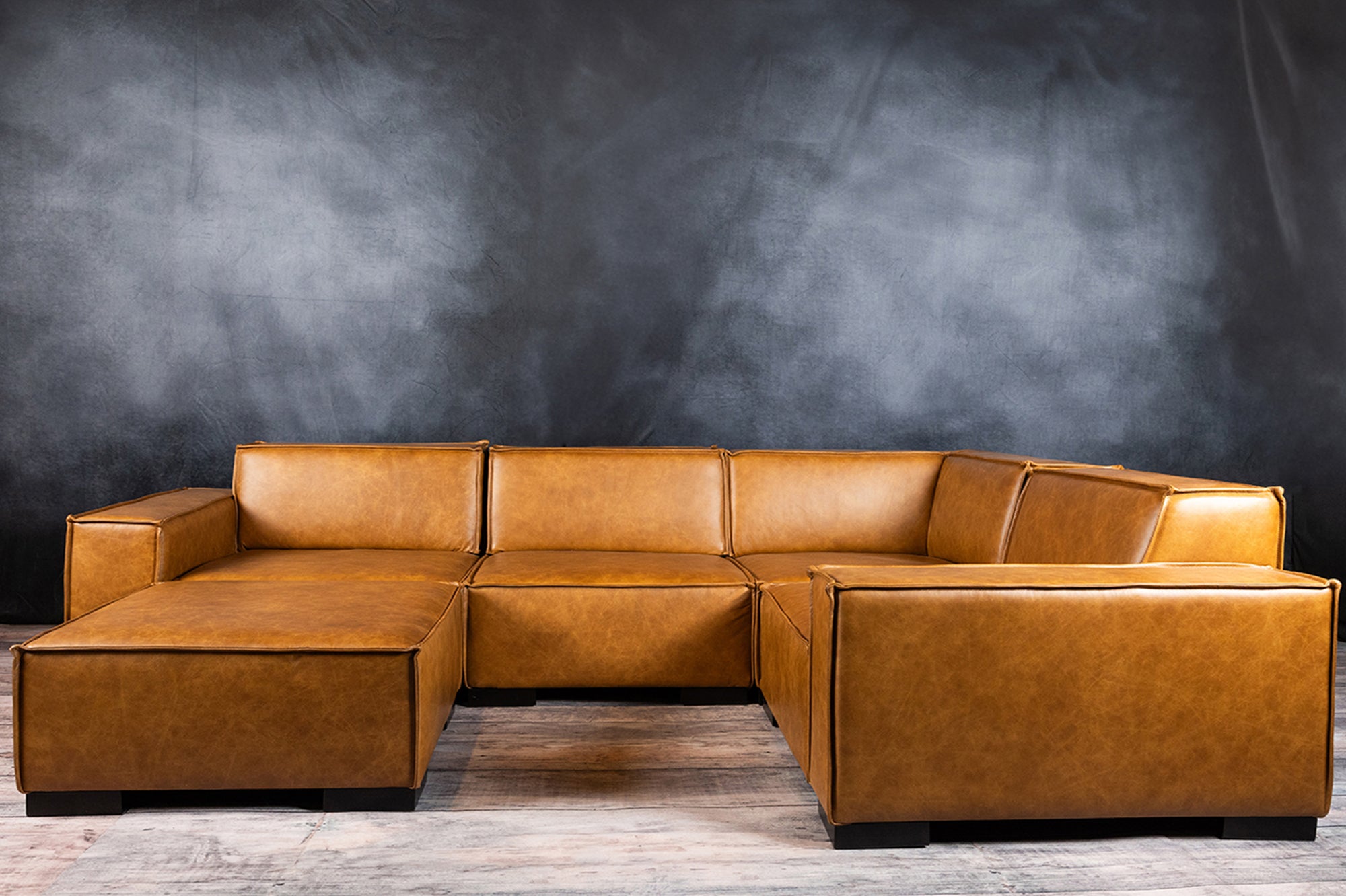Premium Commander Leather Sectional Sofa - Modern Luxury Living Room Furniture for Home & Office - Perfect for Family Gatherings, Movie Nights & Relaxation