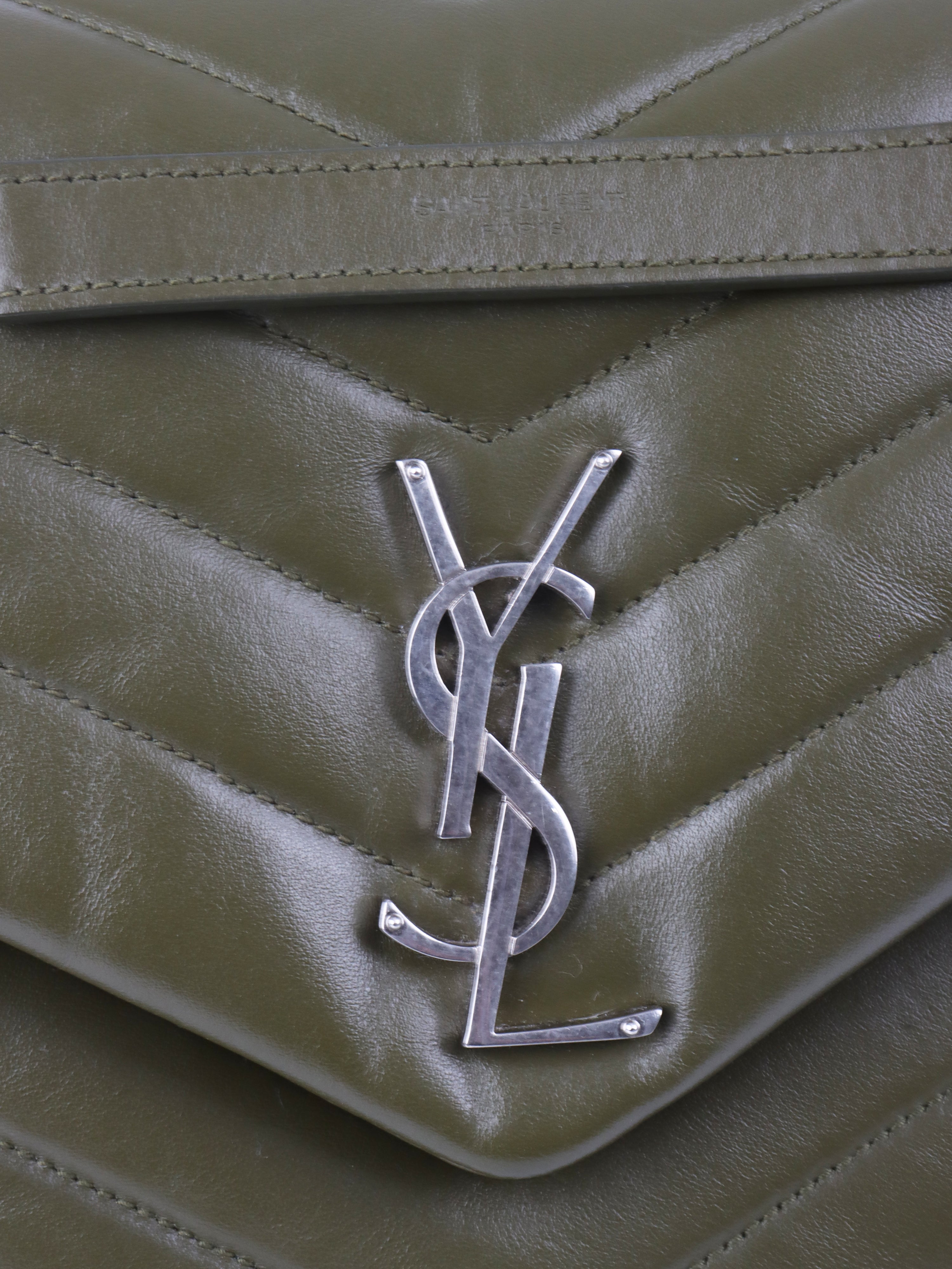Saint Laurent Khaki Medium Loulou Bag - Luxury Designer Shoulder Bag for Women | Perfect for Work, Travel & Evening Events