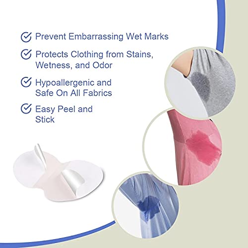 Disposable Self-Adhesive Underarm Sweat Pads for Men & Women - 10 Pack White Sweat Absorber Pads for Shirts - Stay Dry & Confident at Work, Gym & Daily Activities