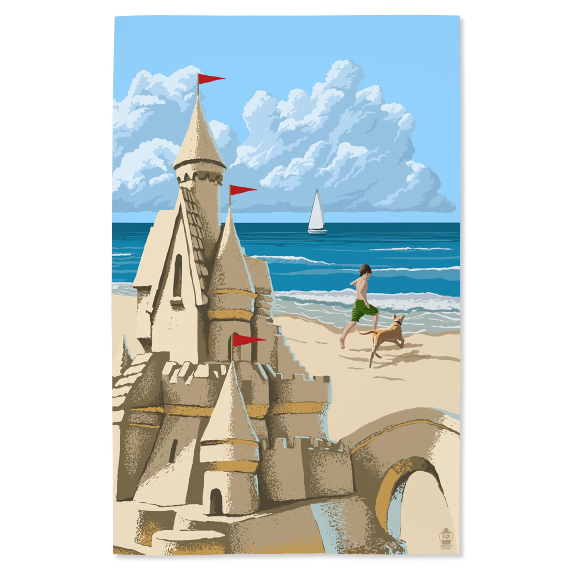 Lantern Press 16x24 Inch Giclee Art Print - Coastal Sand Castle Wall Decor for Beach House, Living Room & Bedroom