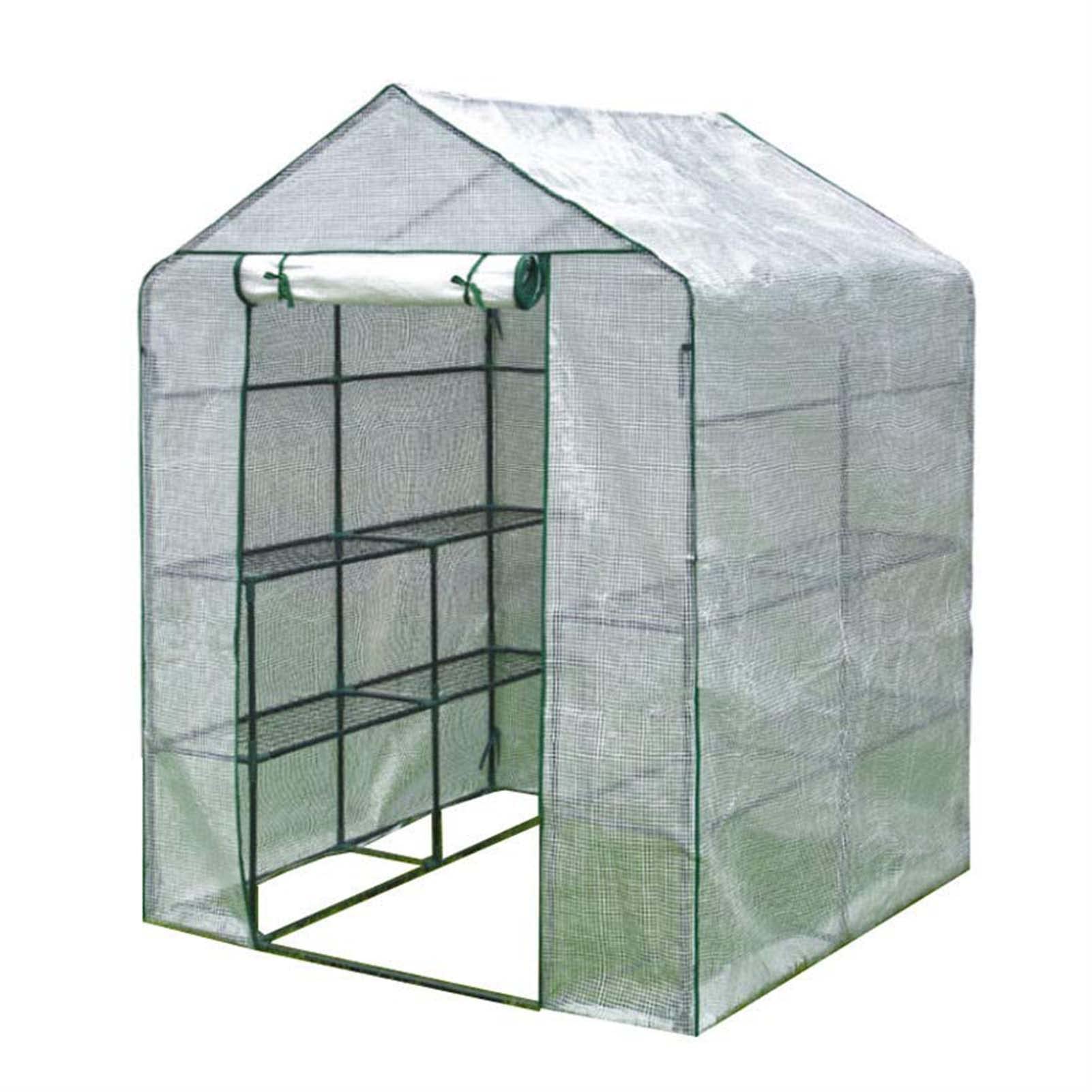 KAPOHU 3-Tier Walk-In Greenhouse with Zippered Cover & Metal Shelves - 143x73x195cm Transparent Outdoor Gardening Hot House for Plants, Flowers, Vegetables - Perfect for Backyard, Patio & Small Garden Spaces