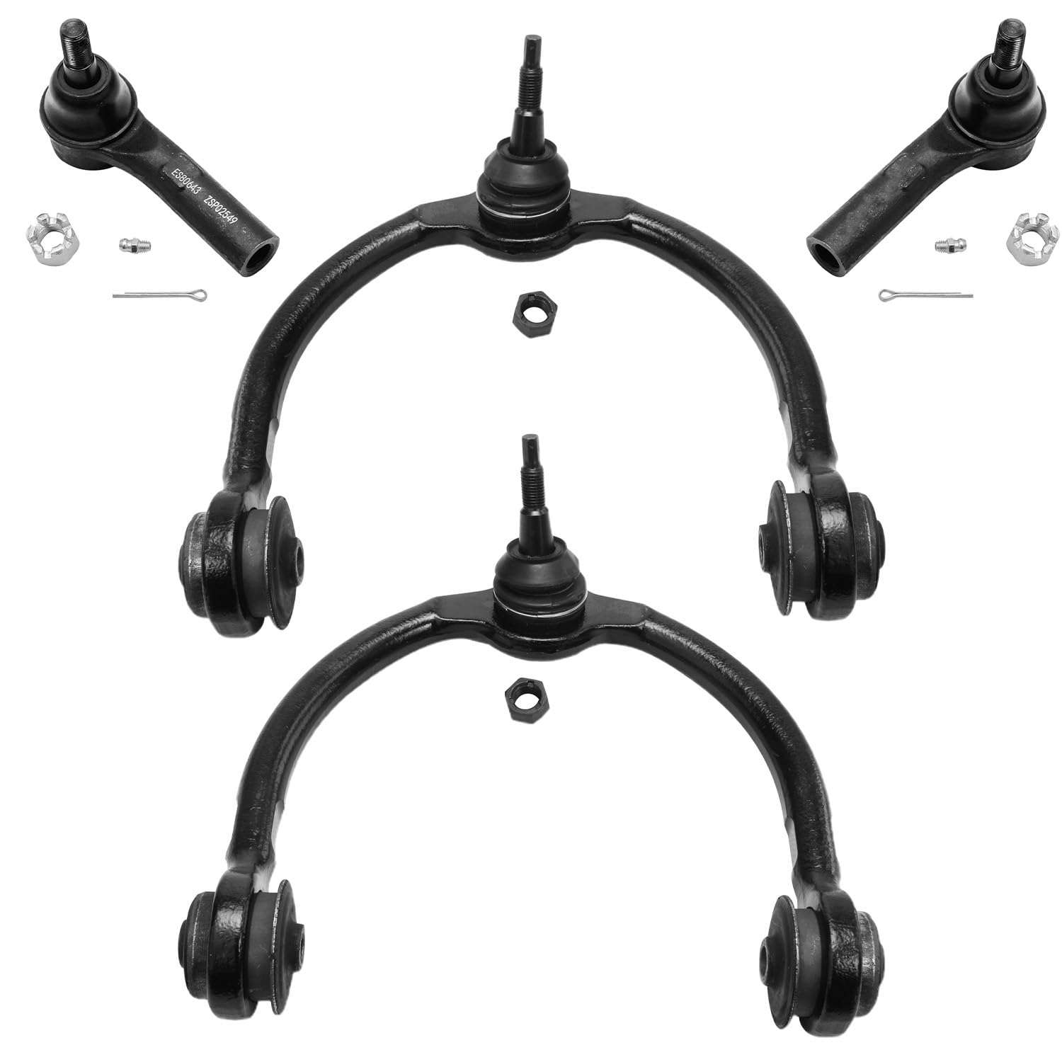 Detroit Axle 4-Piece Front End Control Arm Kit for 2005-2010 Jeep Grand Cherokee & Commander - Upper Control Arms with Ball Joints & Outer Tie Rod Ends Replacement - Off-Road, Daily Driving & Suspension Repair