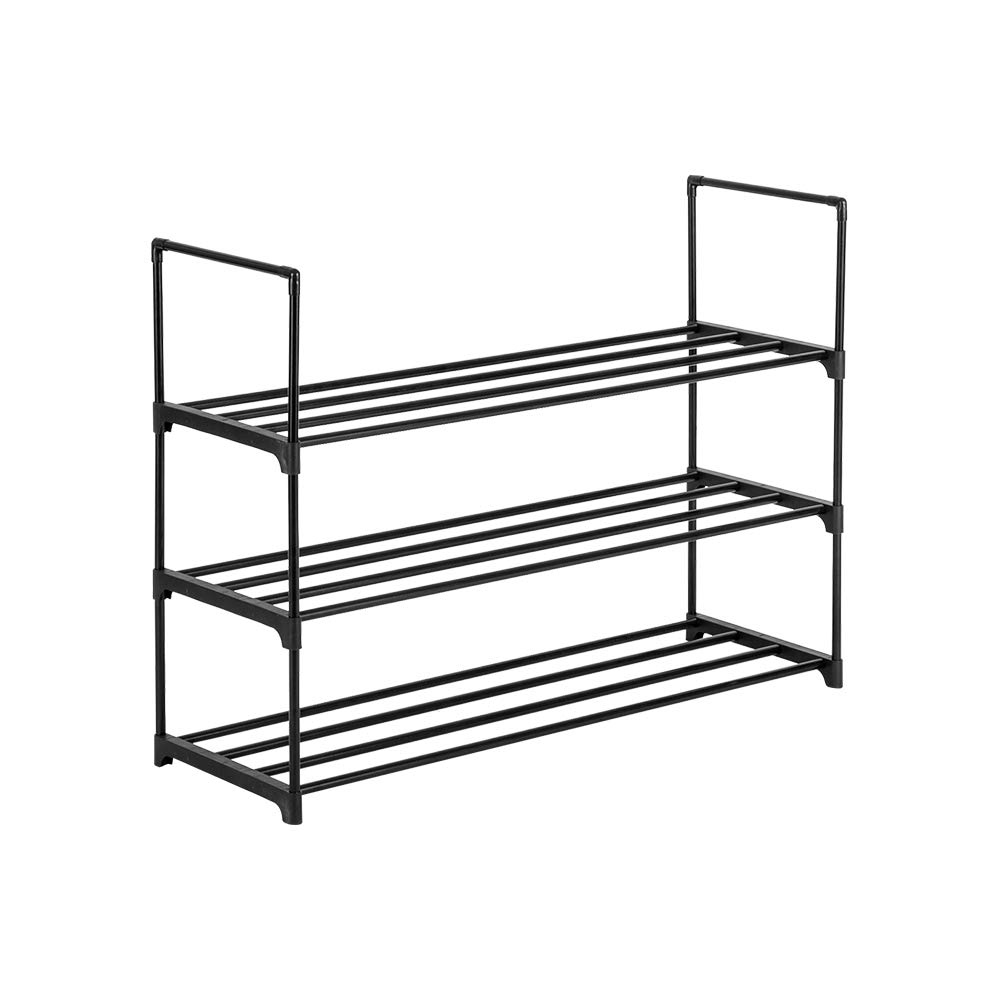 3-Tier Black Shoe Rack Storage Shelf Organizer for Entryway, Hallway, Closet & Bedroom - Space Saving Shoe Tower for Sneakers, Boots & Sandals - Perfect for Small Apartments & Home Organization