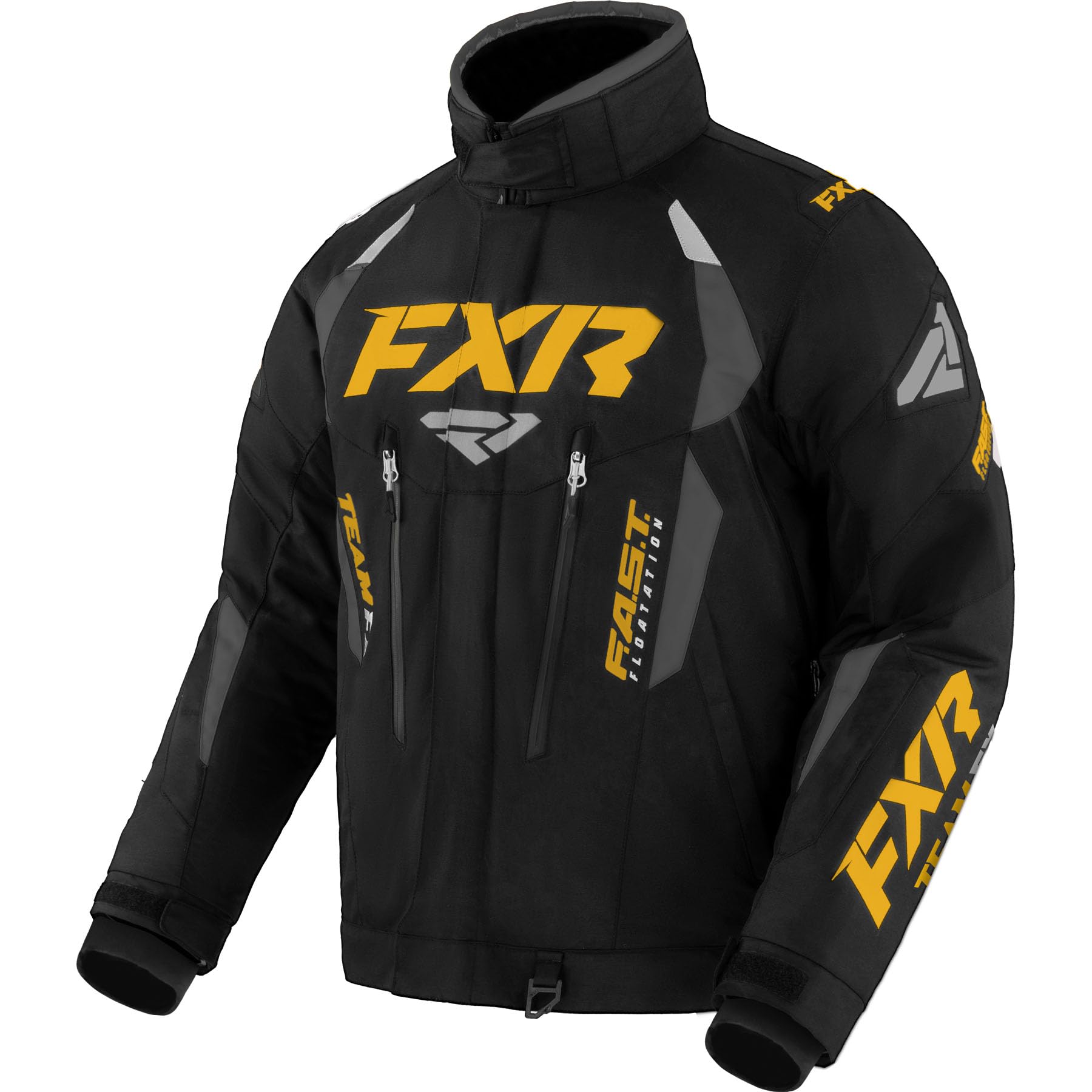 FXR Men's Team FX Jacket 2025 - Black/Charcoal/Gold - Small | Waterproof Snowmobile Jacket for Winter Riding & Outdoor Adventures