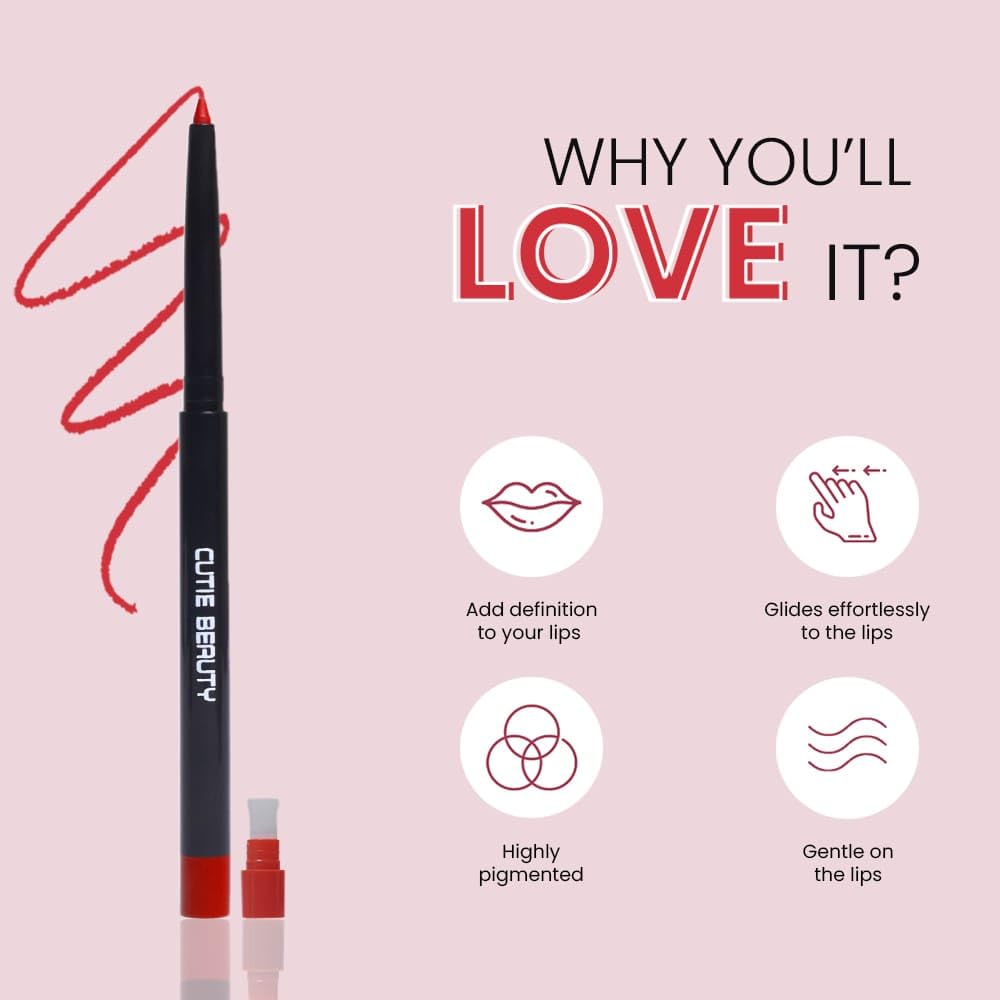 Cutie Beauty Professional Lip & Eyeliner Pencil Set - Retro Diva Style for Long-Lasting Makeup | Perfect for Daily Wear, Night Out & Vintage Looks