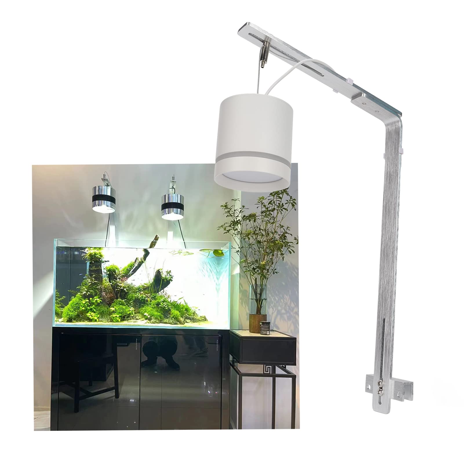 GLOGLOW Aquarium Light Support Stands - Sturdy Brushed Silver Fish Tank Light Holder for Freshwater & Saltwater Aquariums - Perfect for Planted Tanks, Coral Reefs & Aquatic Decorations