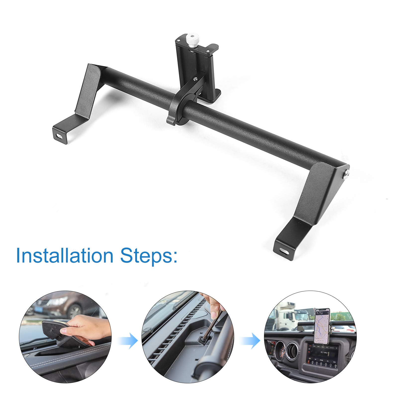 2018-2022 Jeep Wrangler JL/JLU & 2020 Gladiator JT Phone Mount Holder - Heavy Duty Stainless Steel Off-Road Phone Bracket | Secure Smartphone Mount for Adventure, Camping & Daily Driving