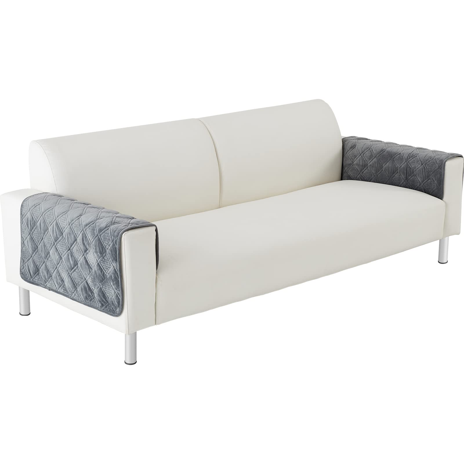 Premium 2-Piece Sofa Armrest Covers for Sectional & L-Shaped Couches - Soft & Durable Dark Grey Fabric (28