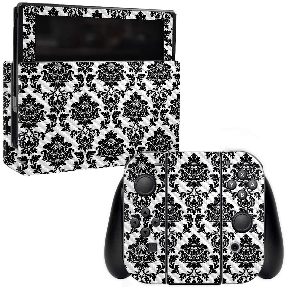 Premium Carbon Fiber Skin for Nintendo Switch - Vintage Damask Design | Protective & Durable Textured Cover | Easy to Apply & Remove | Made in USA | Perfect for Gaming Protection & Style Enhancement