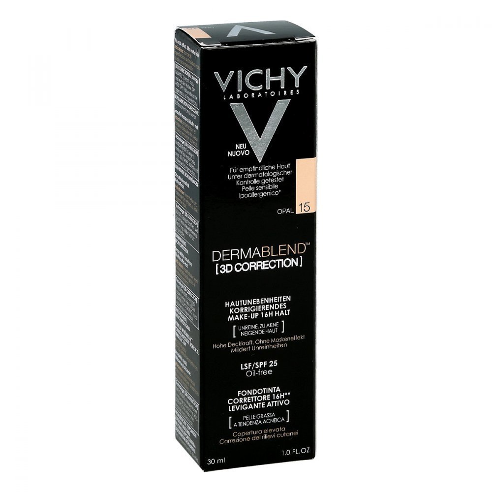 Vichy Dermablend 3D Correction Foundation - Full Coverage Liquid Makeup (15ml/30ml) for Flawless Skin | Conceals Blemishes & Dark Spots | Perfect for Daily Wear & Special Occasions