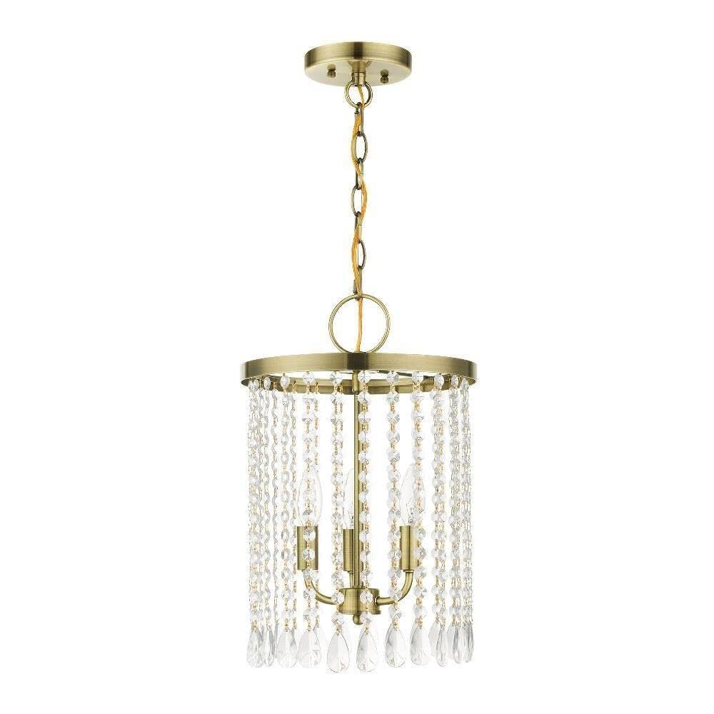 Livex Lighting 3-Light Antique Brass Pendant Chandelier - 11