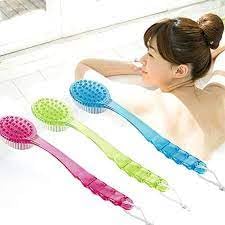 BOXO Long Handle Bath Brush with Soft Loofah Back Scrubber - Exfoliating Shower Brush for Men & Women (1 Pack, Random Color) - Perfect for Deep Cleaning, Back Scrubbing & Skin Exfoliation in Shower or Bath