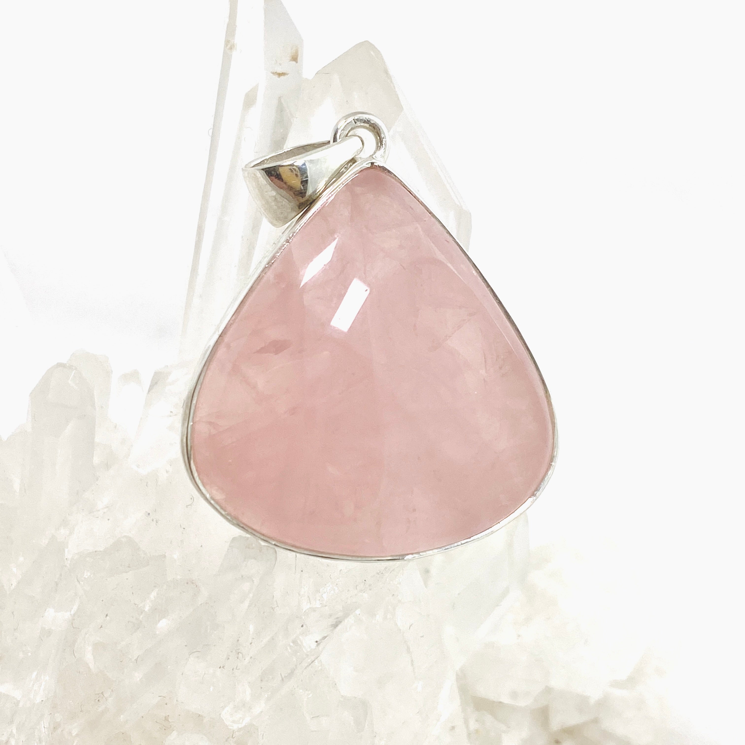 Rose Quartz Teardrop Cabochon Pendant KPGJ4689 - Natural Gemstone Jewelry for Women, Healing Crystal Necklace for Meditation, Yoga & Spiritual Gifts