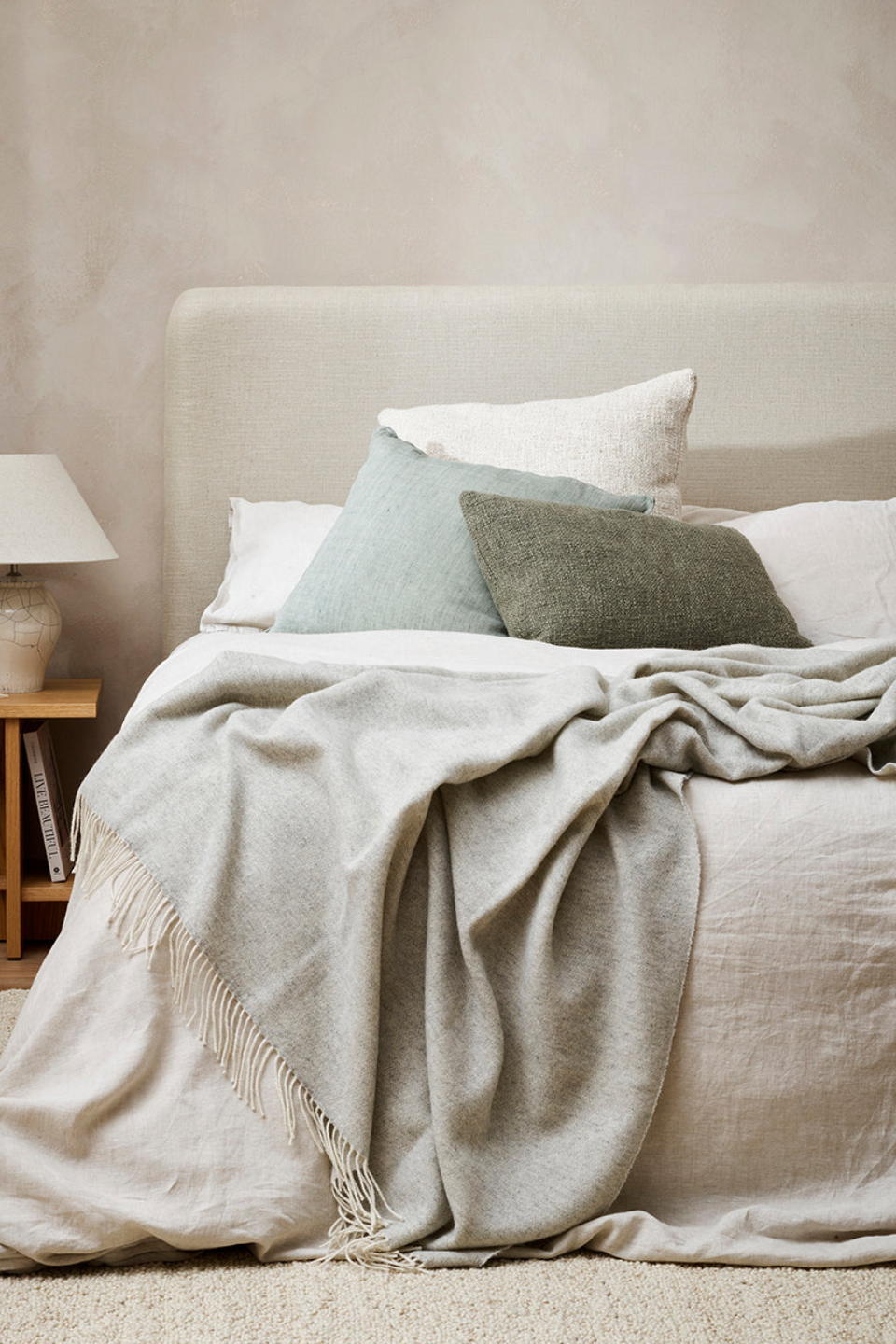Textured Sage Feather Throw Pillow 16x24 Inches - Soft Decorative Cushion for Sofa, Bed & Home Decor - Cozy Living Room & Bedroom Accent