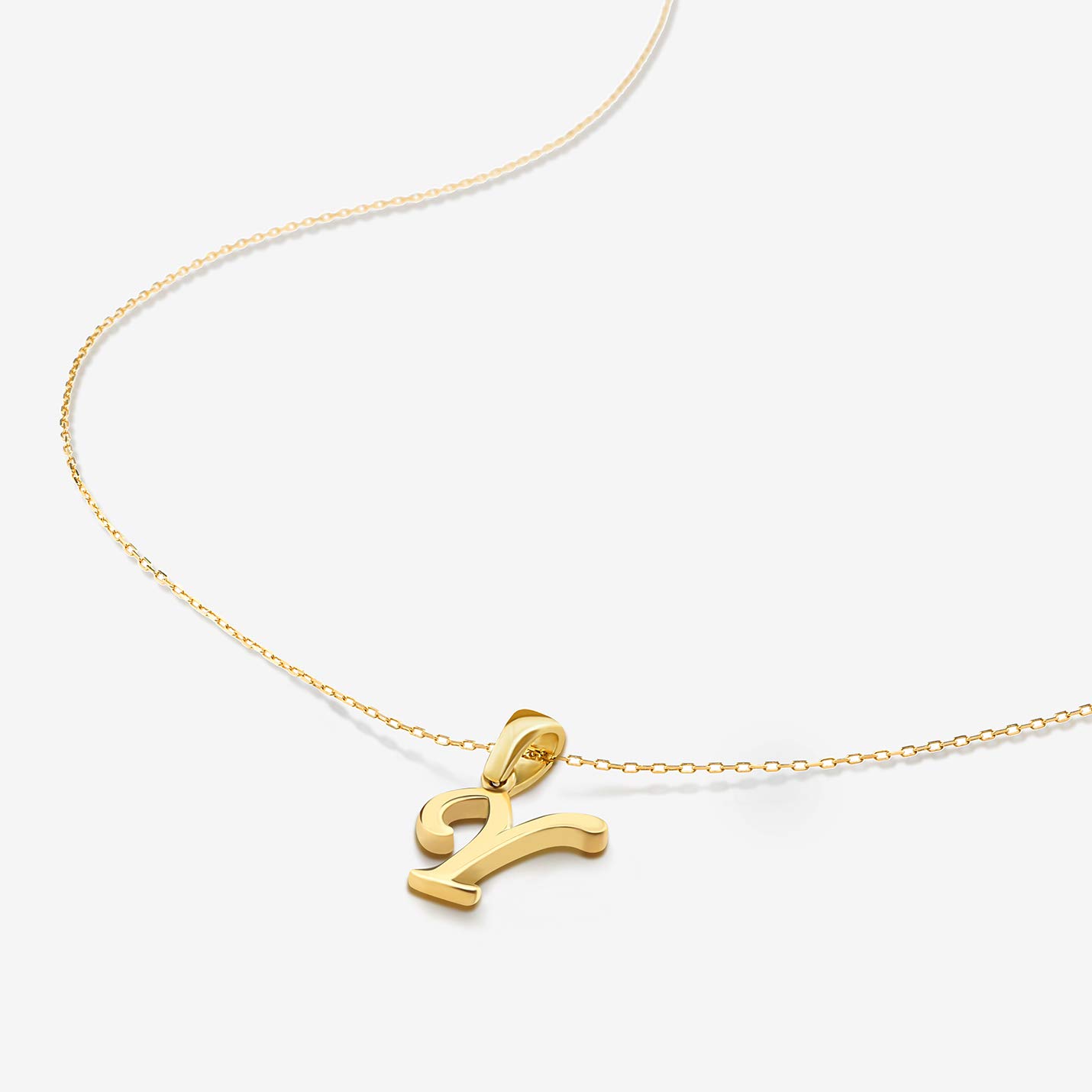 14K Solid Gold Custom Initial Necklace for Women - Personalized A-Z Letter Pendant with 18