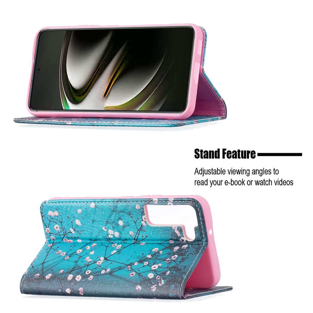 Samsung Galaxy S22 Flip Case with Butterfly Animal Pattern - PU Leather Wallet Cover with Magnetic Closure & Kickstand | Perfect for Everyday Use, Travel, and Work
