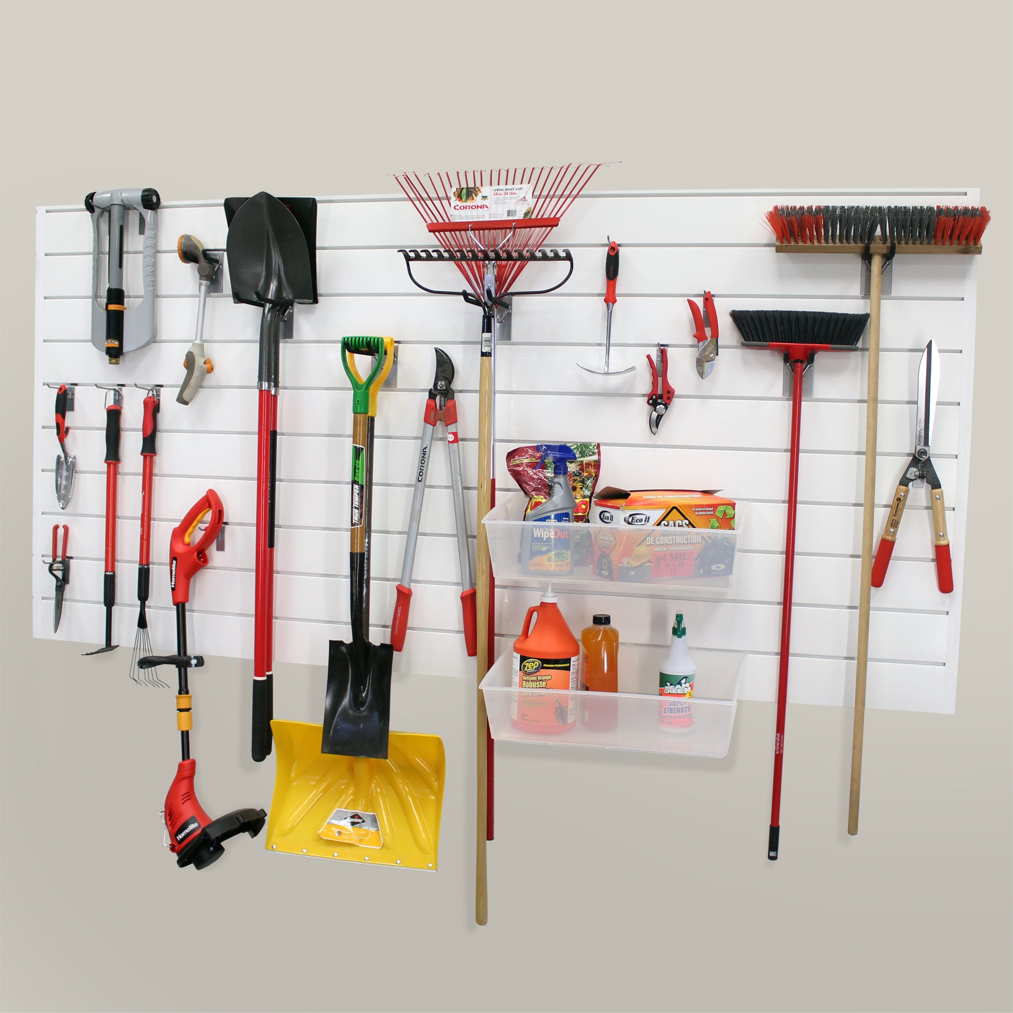 PVC Slatwall Organizer Bundle - Wall Mounted Retail Display System for Stores & Garages - Perfect for Organizing Tools, Accessories & Retail Merchandise