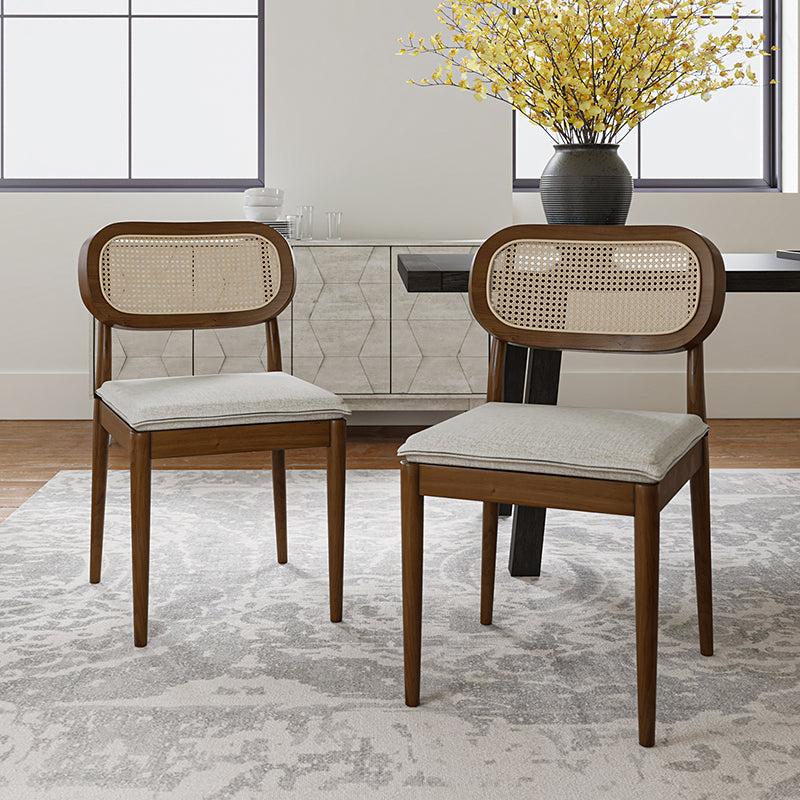 Konstantin Modern Solid Wood Dining Chairs with Rattan Backrest - Set of 2 - Perfect for Kitchen, Dining Room, and Breakfast Nook - Eco-Friendly Home Furniture
