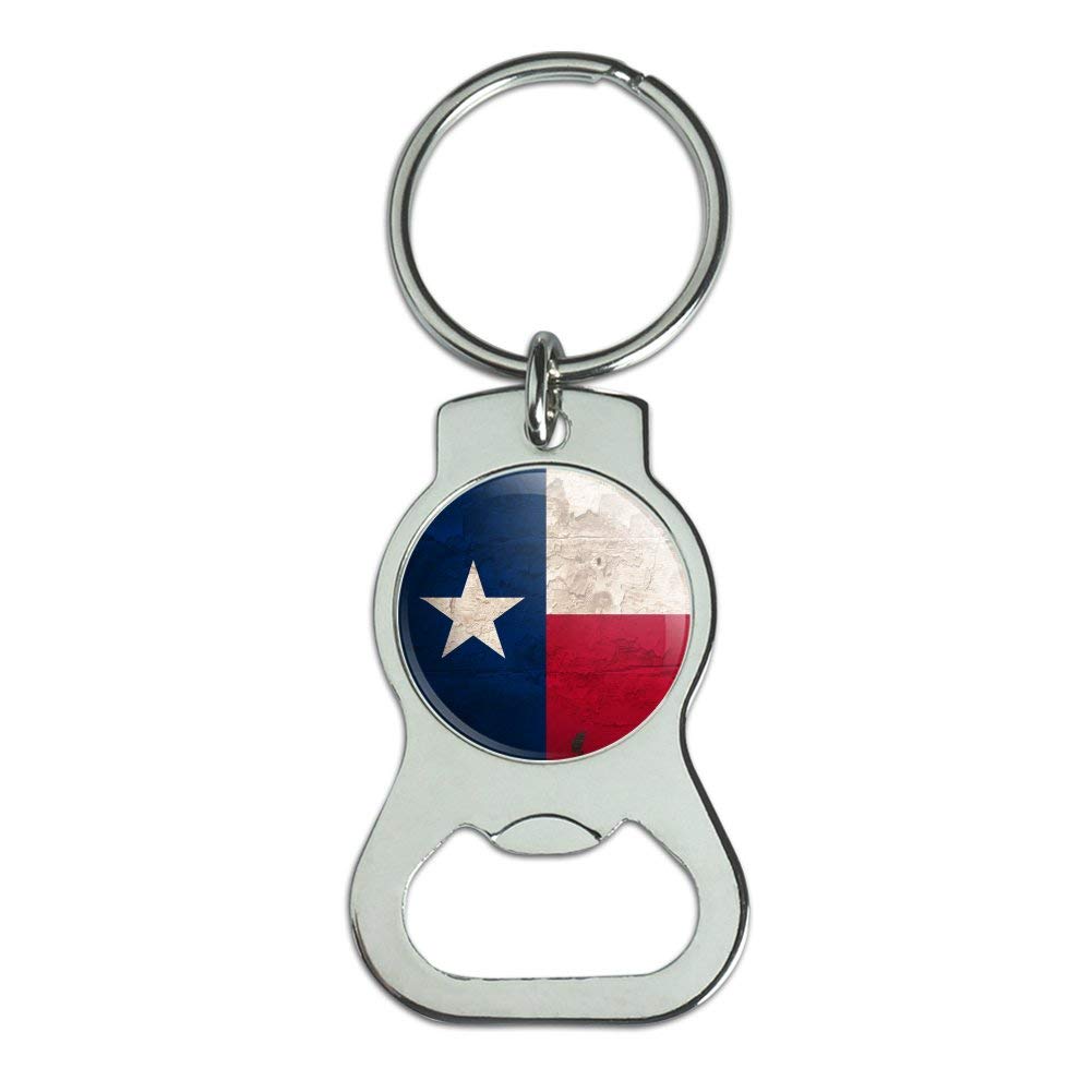 Vintage Rustic Texas State Flag Keychain with Bottle Opener - Distressed USA Patriotic Gift for Men, Women, Travel & Outdoor Adventures