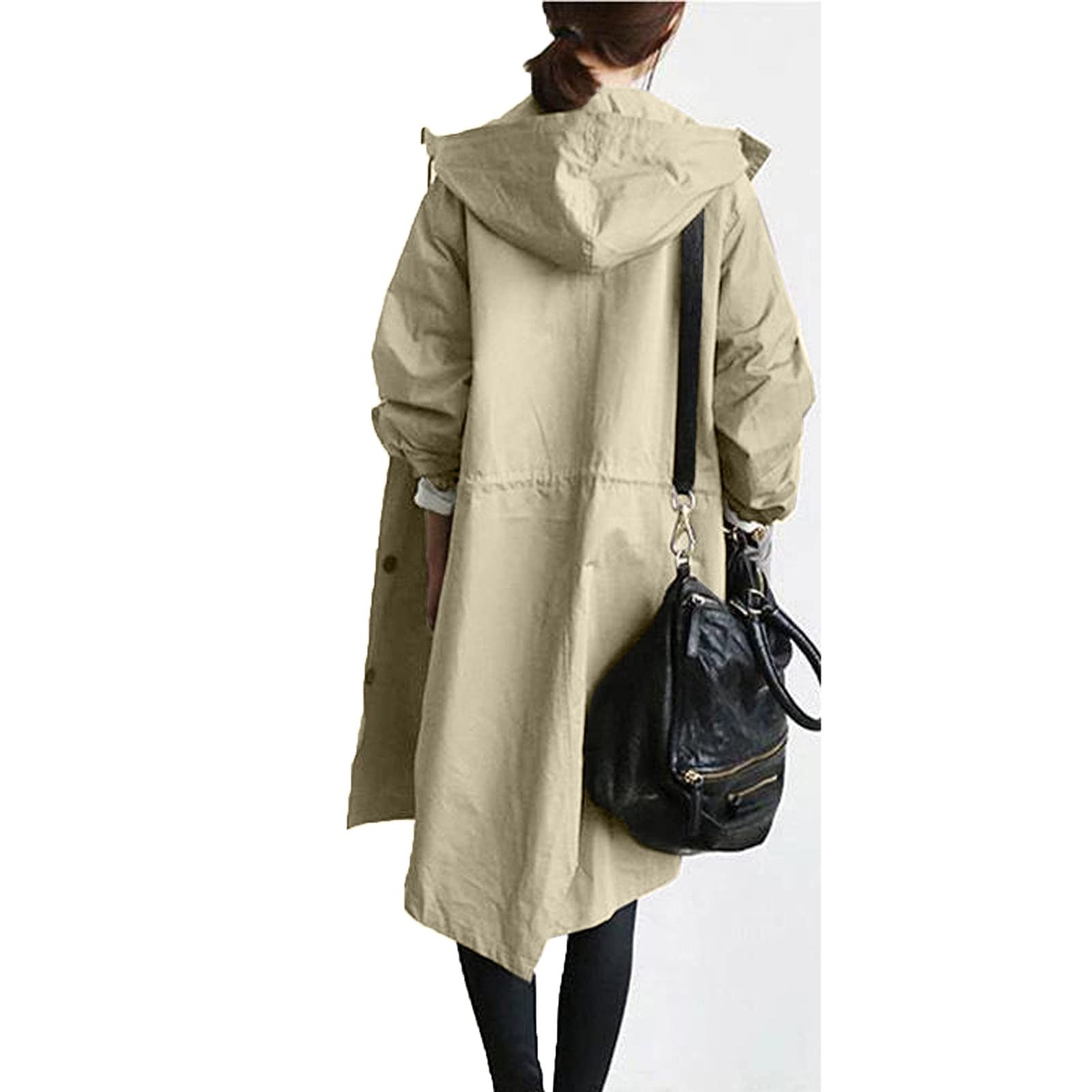 Women's Oversized Trench Coat - Waterproof Rain Jacket with Hood, Elegant Windbreaker for Winter, Loose Fit Comfortable Outerwear | Perfect for Casual Wear, Office & Outdoor Activities