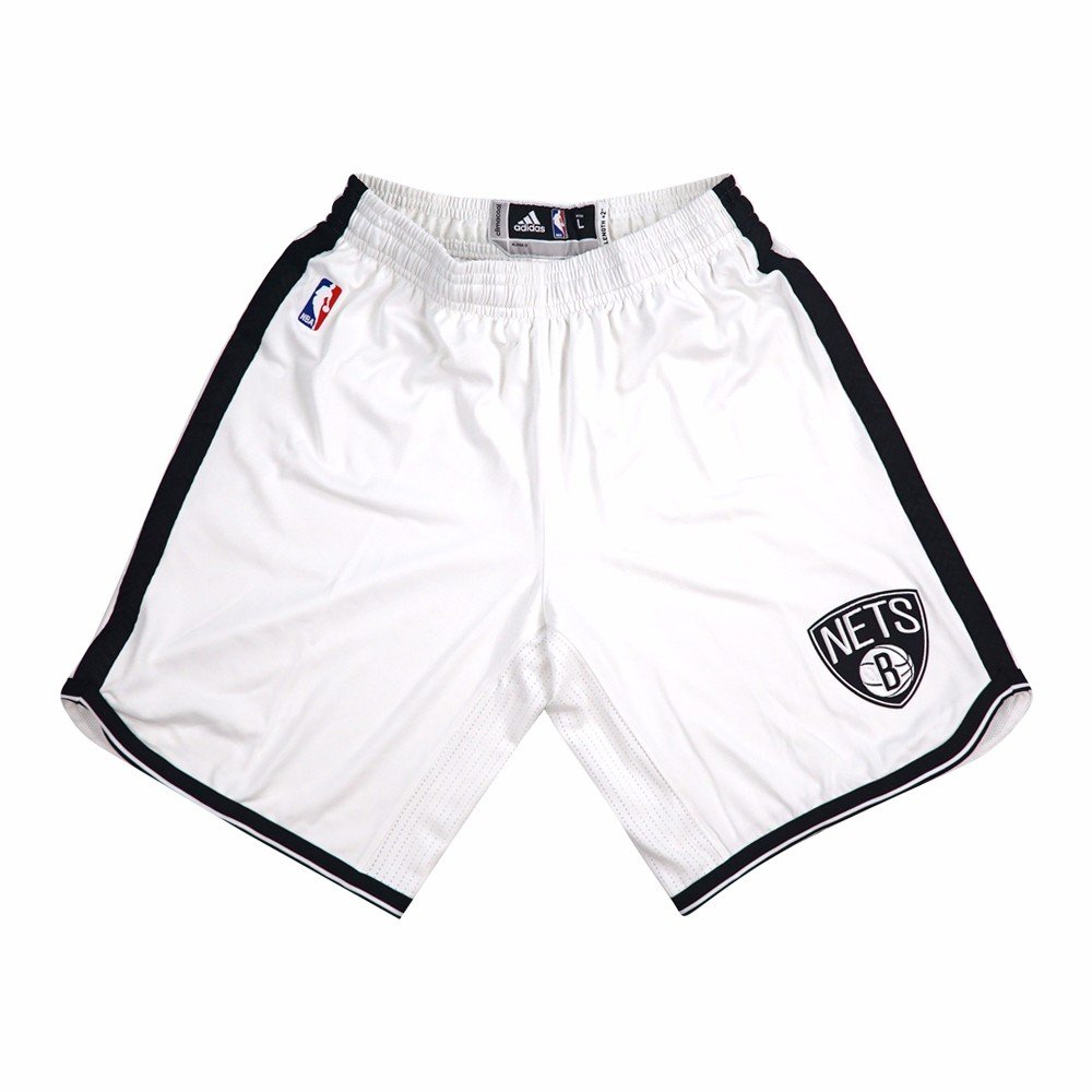 adidas Brooklyn Nets NBA White Authentic On-Court Team Issued Home Pro Cut Game Shorts for Men - Basketball Training & Casual Wear