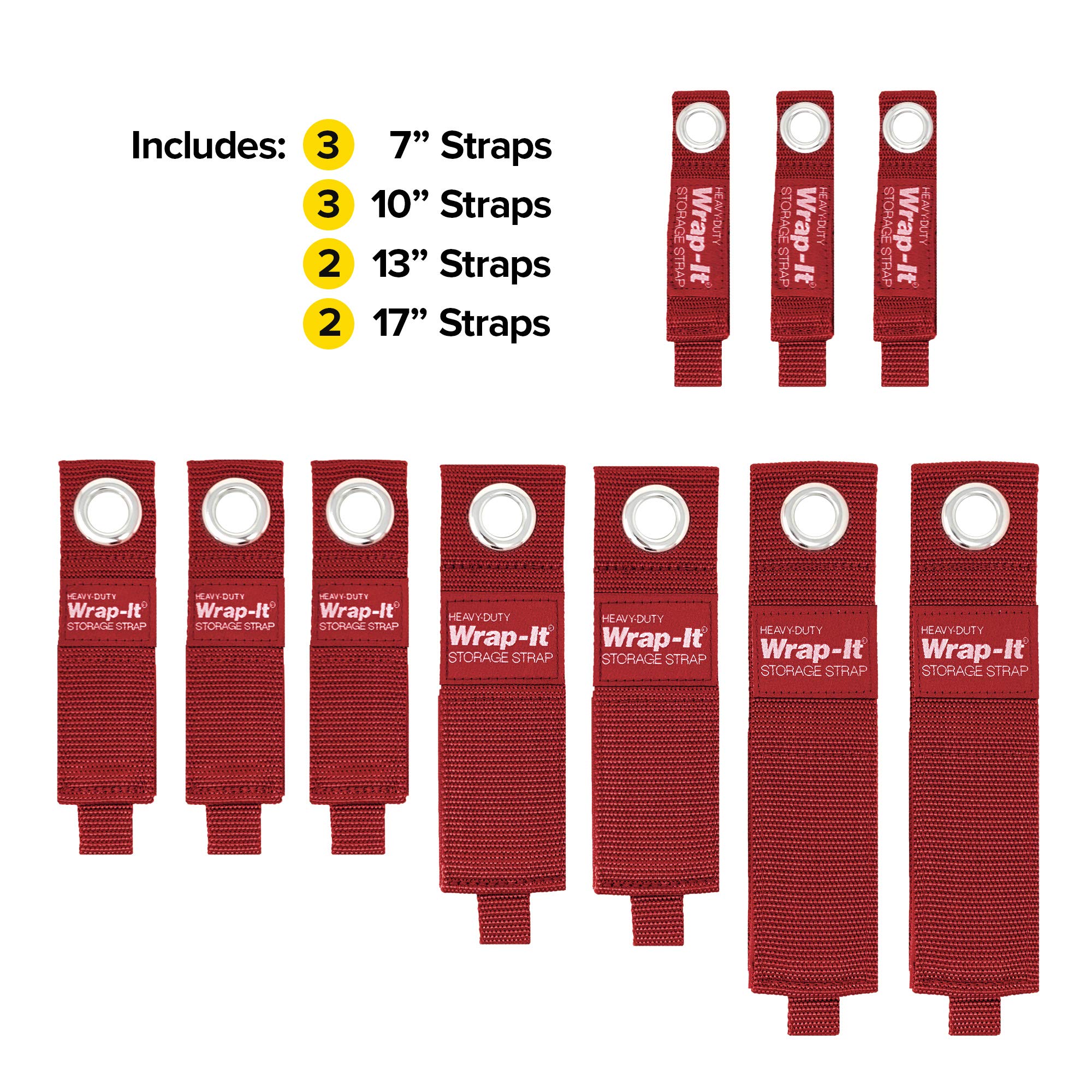 Heavy-Duty Hook & Loop Storage Straps 10-Pack - for Cords, Hoses & Garage Organization