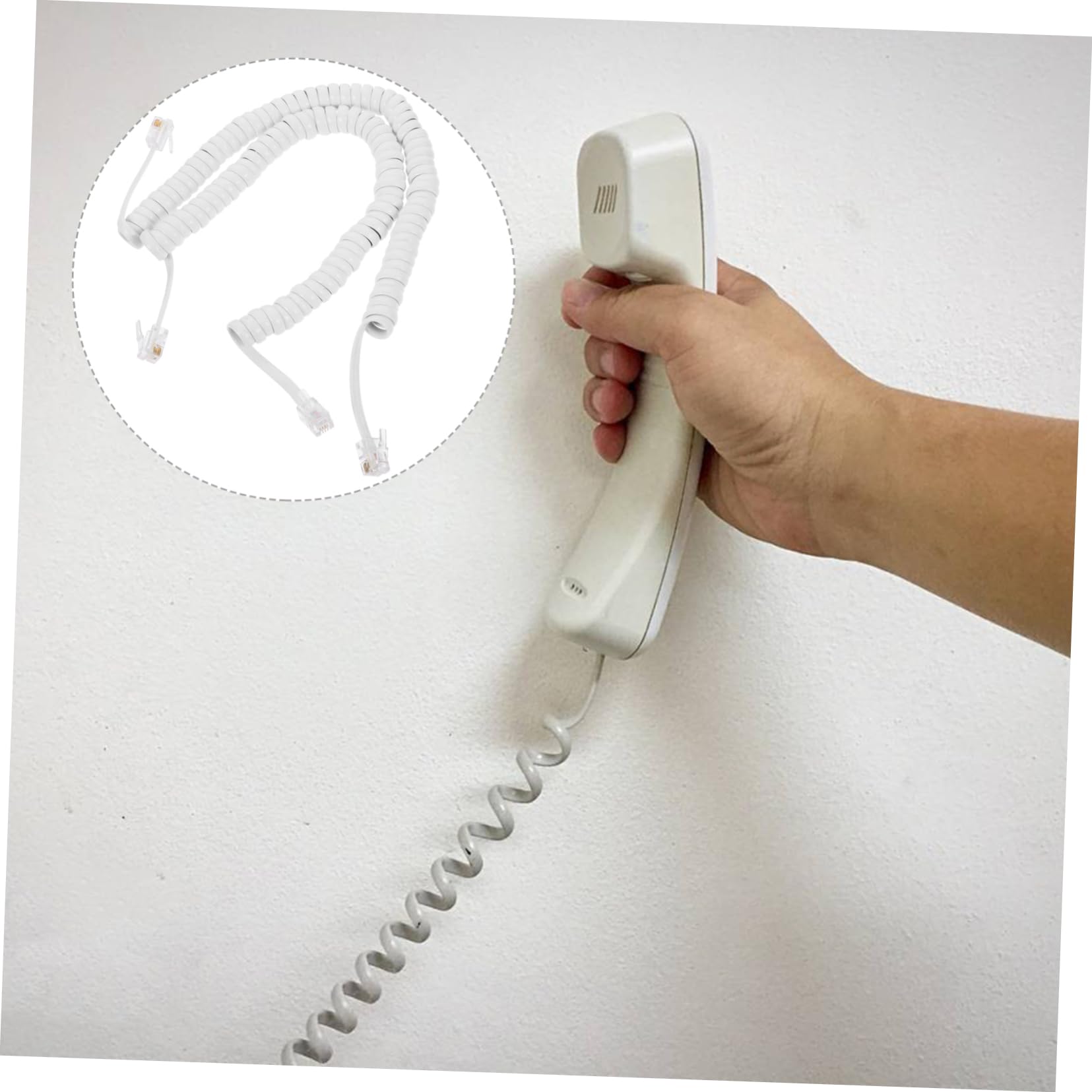 OSALADI 8-Pack 6ft Coiled Telephone Cord - Tangle-Free Landline Phone Cable for Home, Office, and Business Use - Compatible with Most Desk Phones and Wall Jacks
