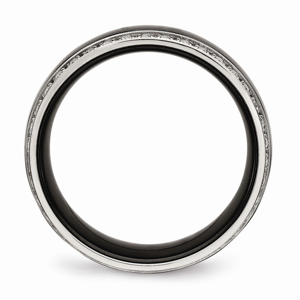 Stainless Steel Men's Black Ceramic Wedding Ring with Cubic Zirconia - Durable & Elegant Band for Engagement, Anniversary & Everyday Wear