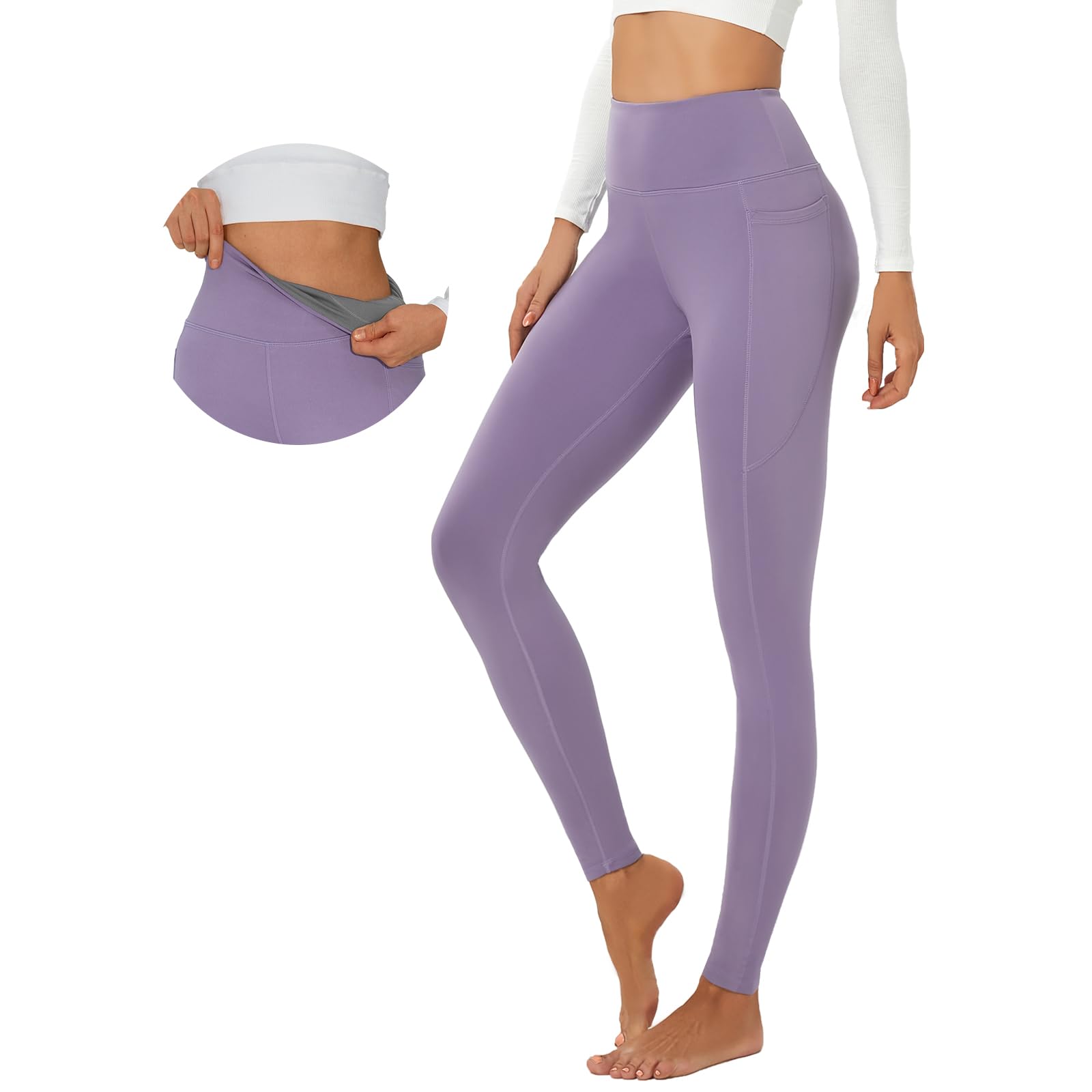 Women's High Waisted Yoga Pants with Tummy Control - Gym Workout Leggings with Pockets for Running, Pilates & Lounge Wear