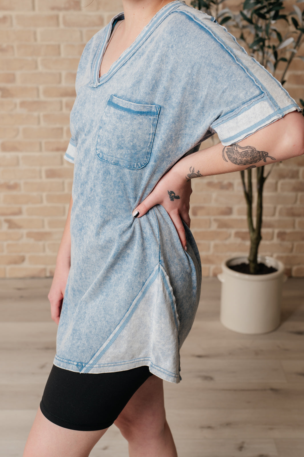 Stylish Denim Mini Dress with Mineral Wash - Perfect for Casual Outings, Dates & Summer Fashion