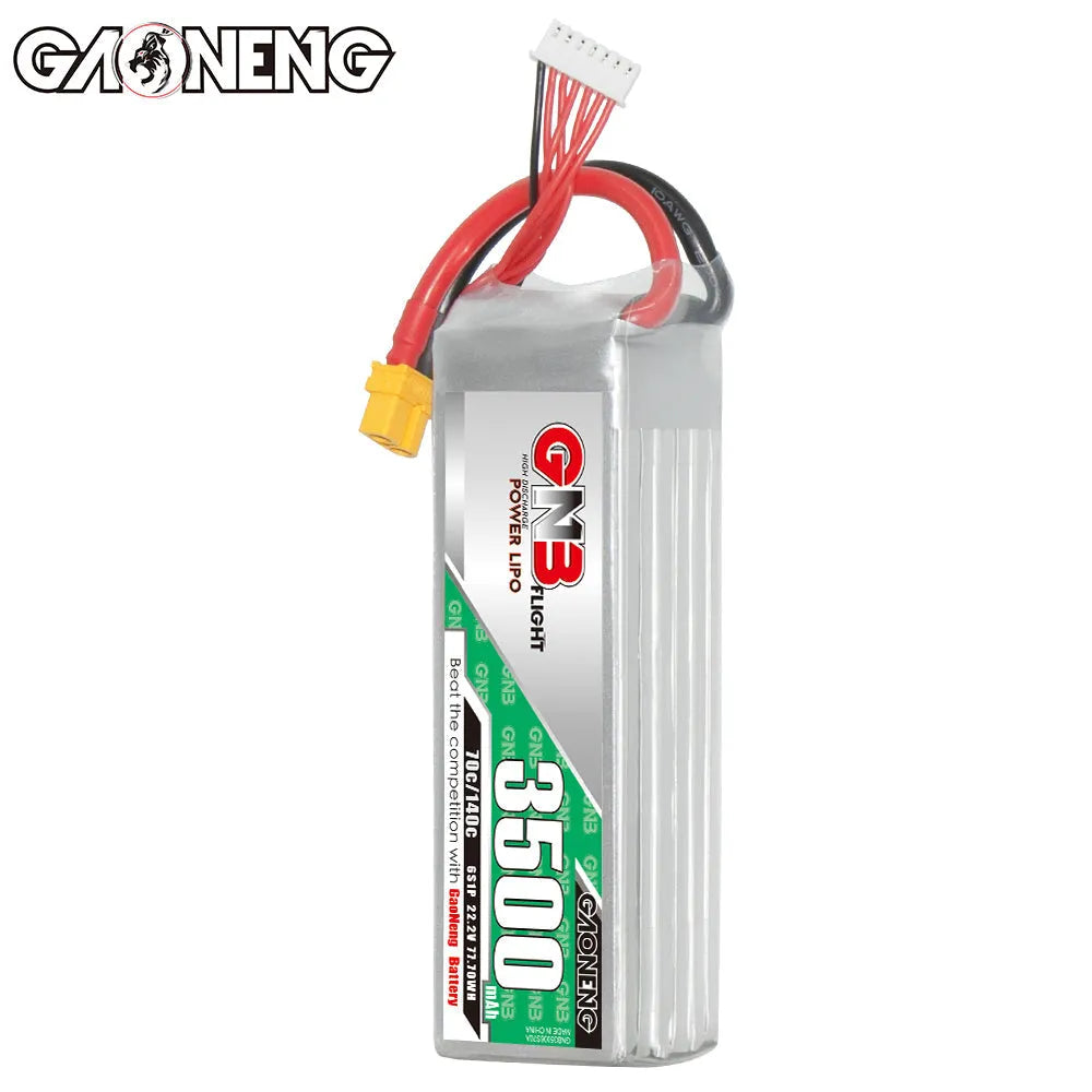 GAONENG GNB 6S 22.2V 3500mAh 70C LiPo Battery with XT60 Plug - High Performance RC Drone, Airplane & Helicopter Battery for Long Flight Time