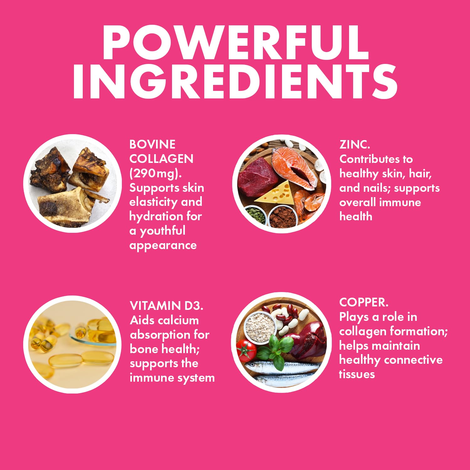 Yes You Can! Collagen Capsules for Women & Men - 290mg Bovine Collagen with Vitamins A, D3, Zinc & Copper - Supports Healthy Hair, Skin & Nails - Dietary Supplement (30 Capsules x 4 Pack) - Perfect for Daily Beauty & Wellness Routine