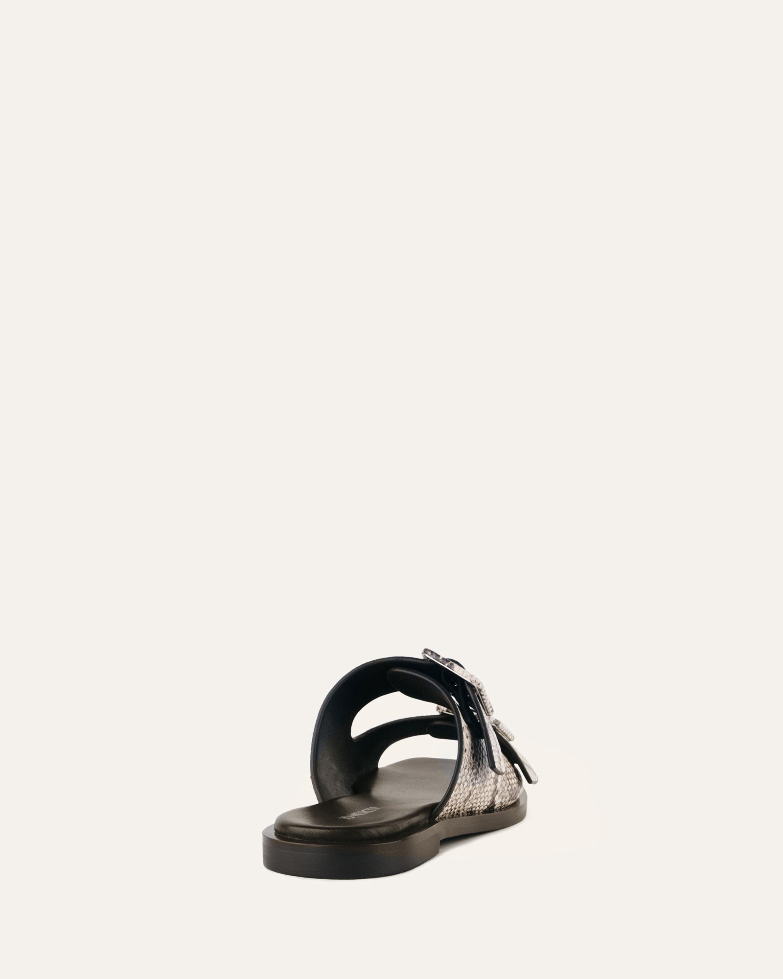 SEBASTIAN Women's Flat Slide Sandals - Natural Snake Print Leather - Comfortable Casual Shoes for Summer, Beach, and Outdoor Wear