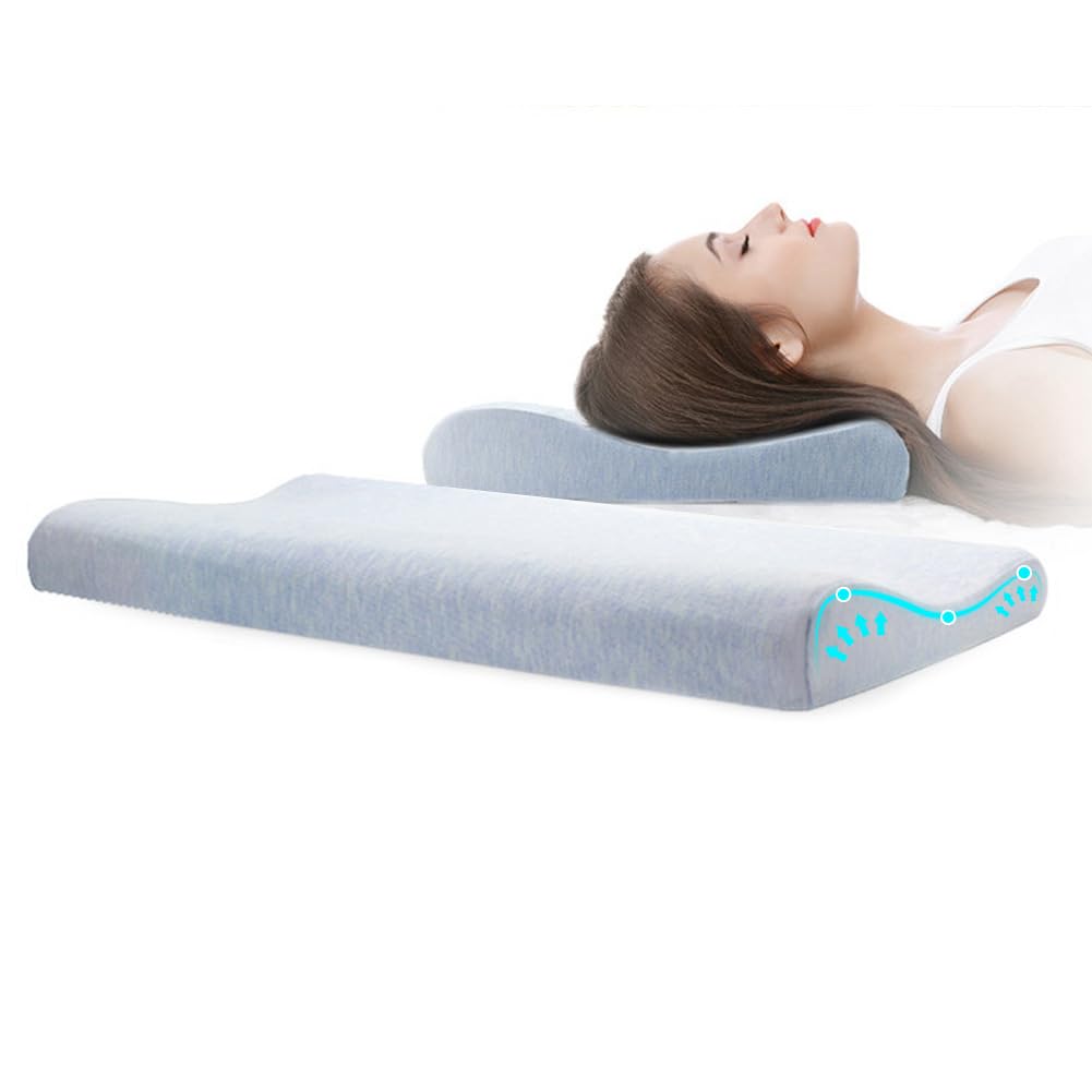 Ultra Thin 6CM Contour Memory Foam Pillow for Stomach & Back Sleepers - Slim Low Profile Bed Pillow with Neck Support & Washable Cover - Perfect for Side Sleeping, Travel & Home Use