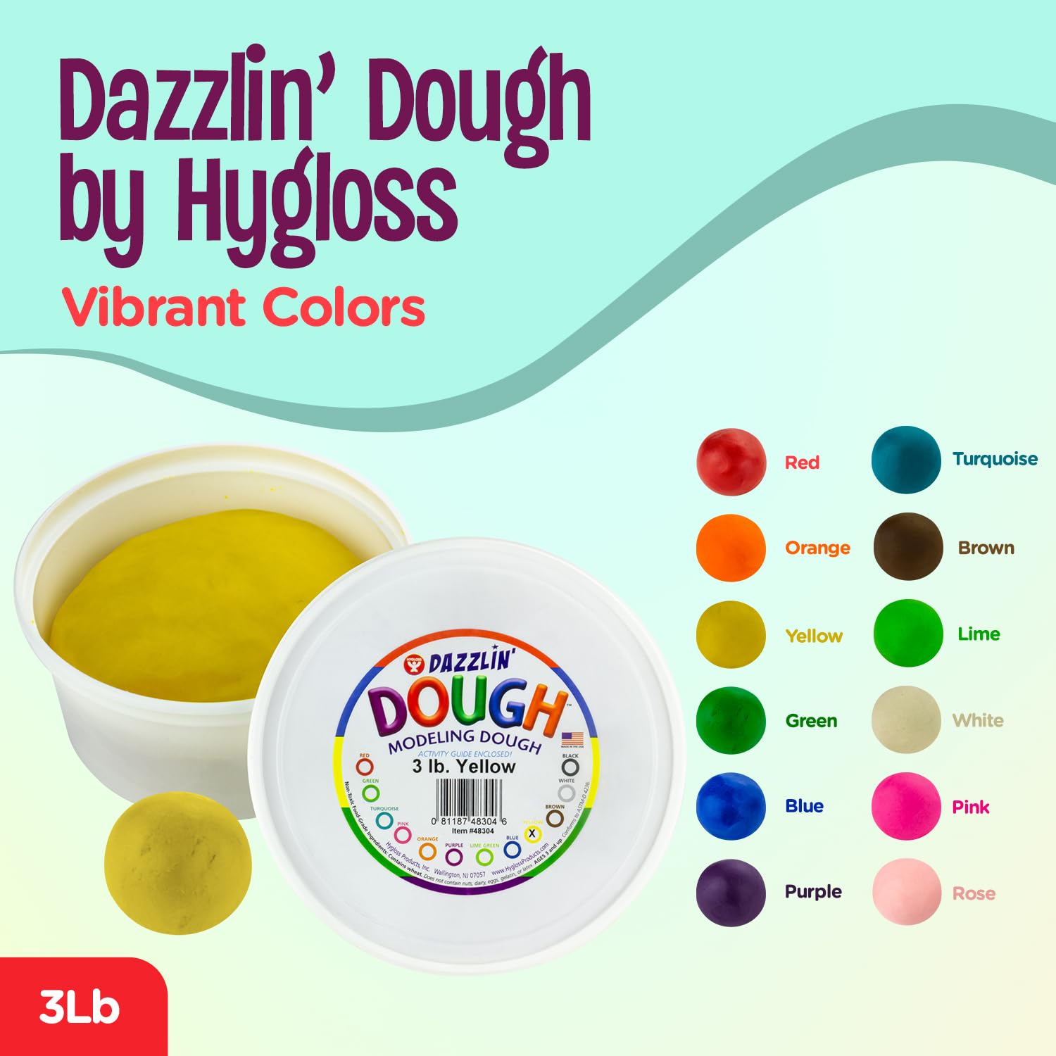 Hygloss 3lb Play Modeling Dough - Non-Toxic Kids Art Supplies for Easter Basket Stuffers, Party Favors & Classroom Activities - Yellow Unscented Clay for Creative Crafts & Sensory Play