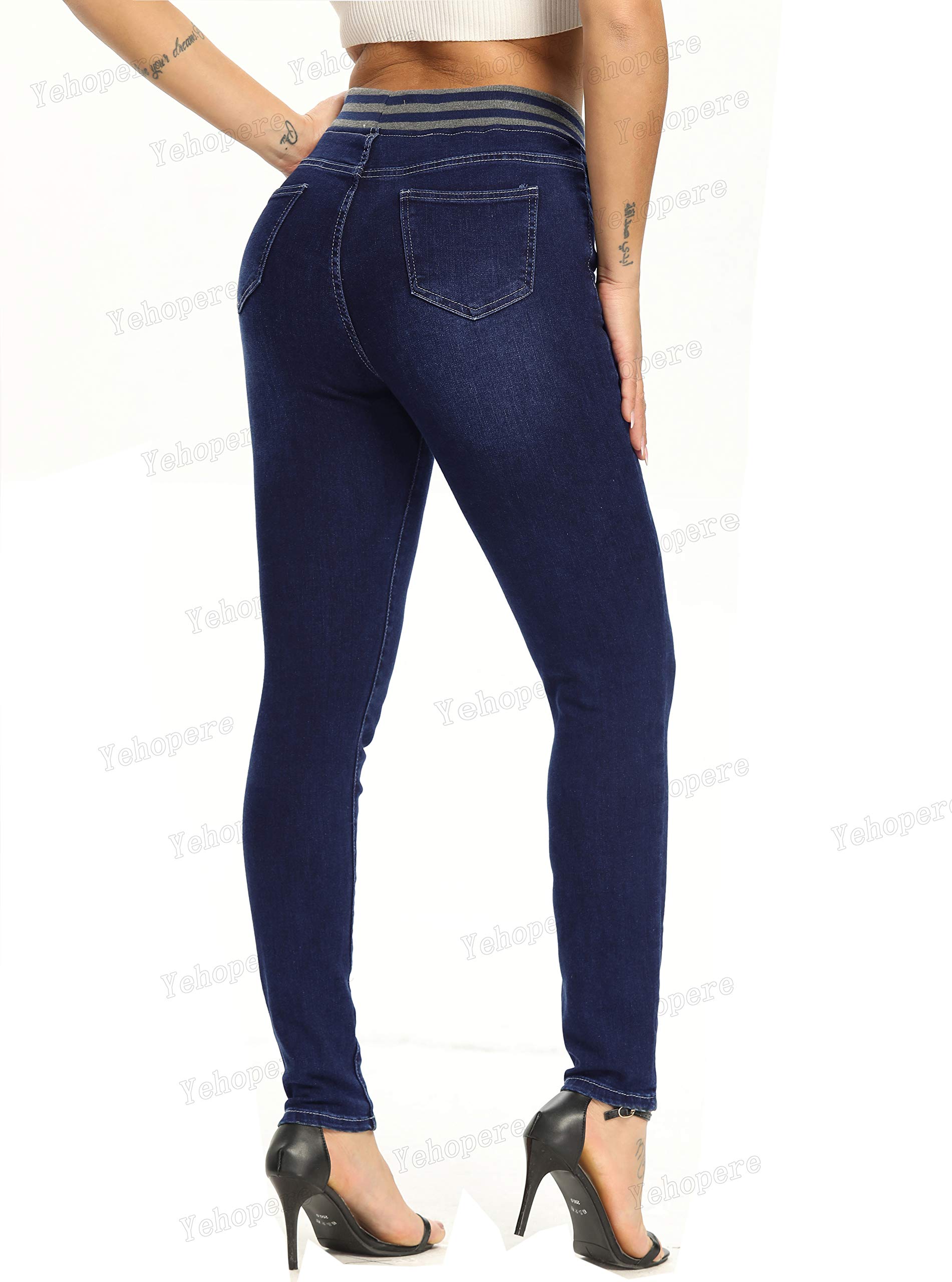 Yehopere Women's High Waist Stretch Skinny Jeans - Pull-On Tummy Control Shaping Denim Pants for Work, Casual & Night Out