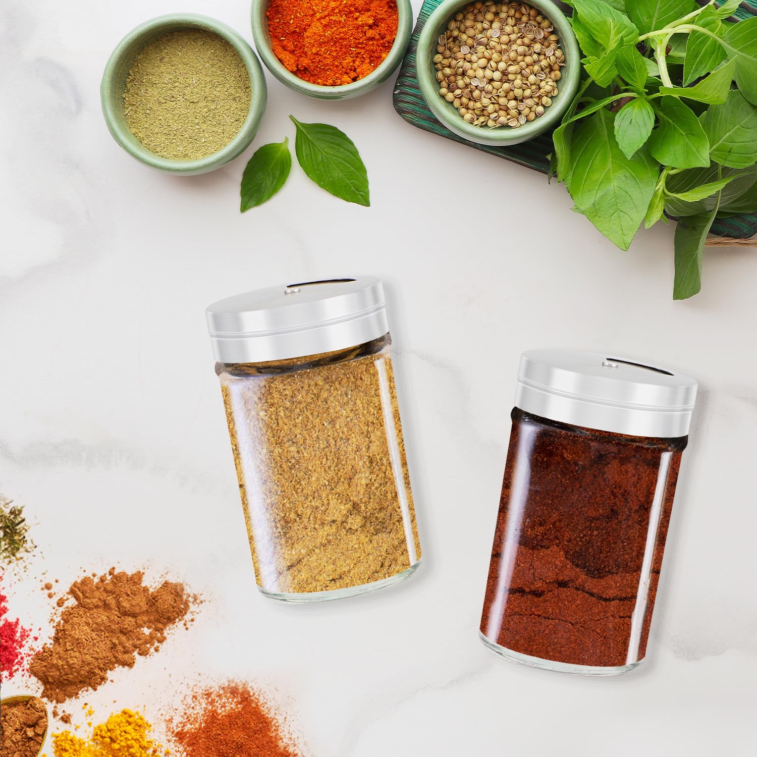Segarty 3-Pack 3 oz Glass Spice Jars with Adjustable Shaker Lids - Empty Seasoning Containers with Stainless Steel Flow Top for Salt, Pepper & Spices - Perfect for Kitchen Storage, Pantry Organization & Cooking Essentials